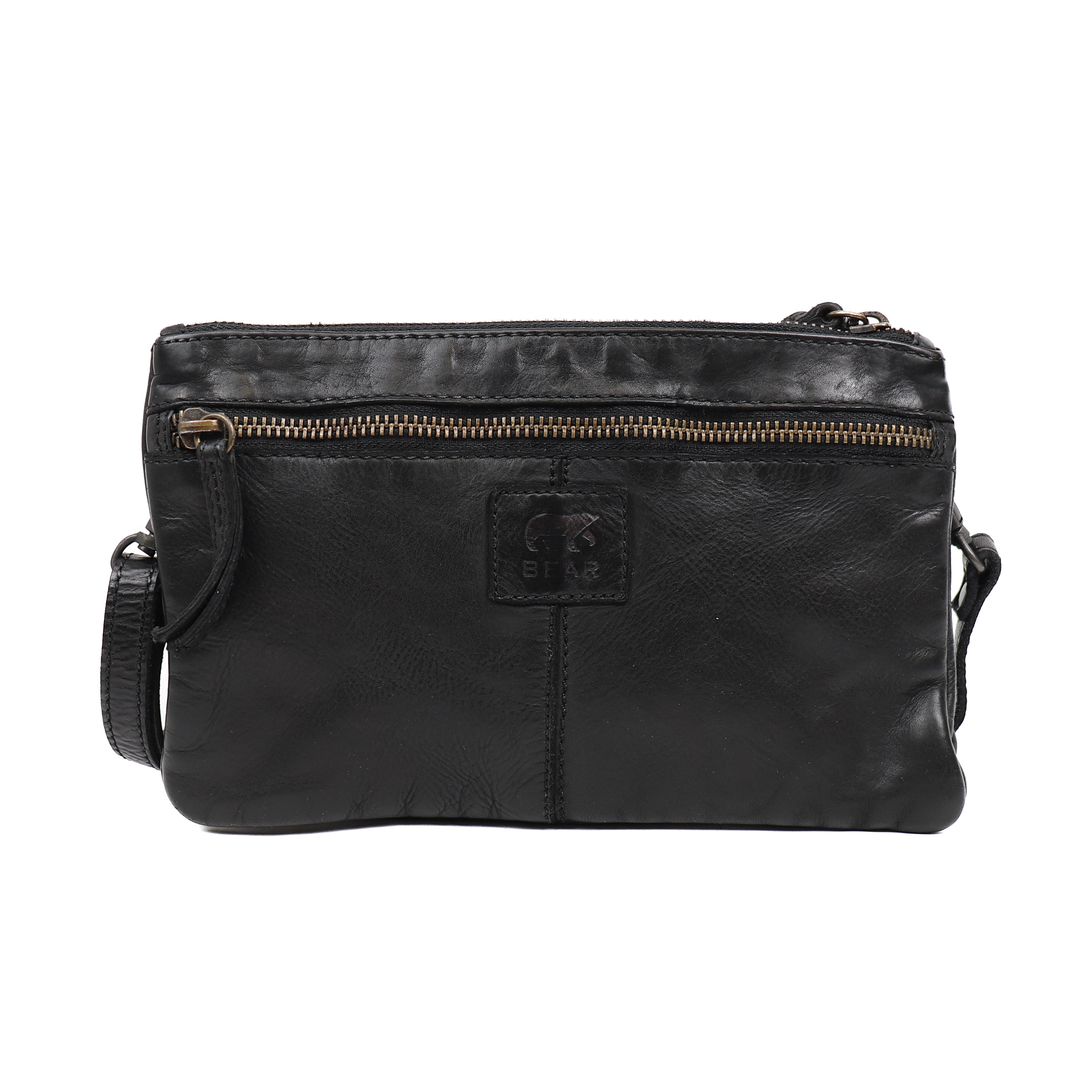 Shoulder bag double zipper 'Linda' black