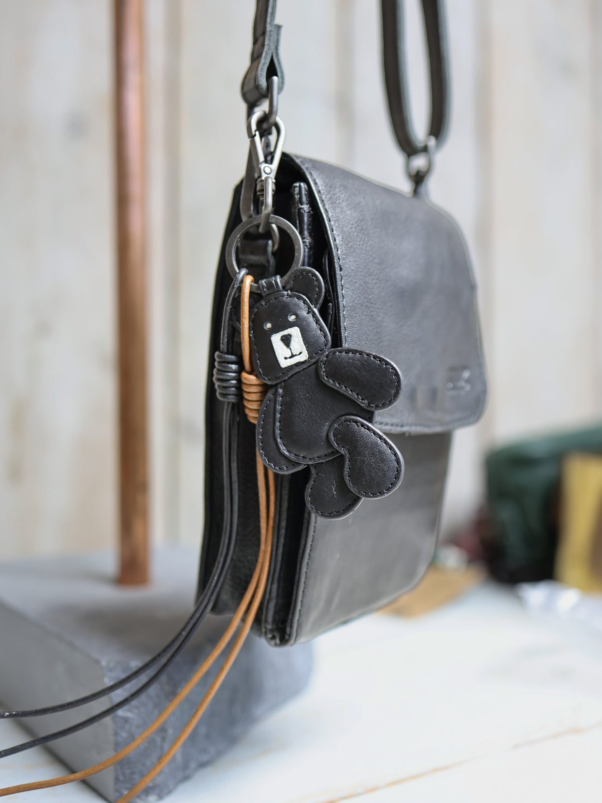 Bag Charm/sleutelhanger 'Beertje' zwart