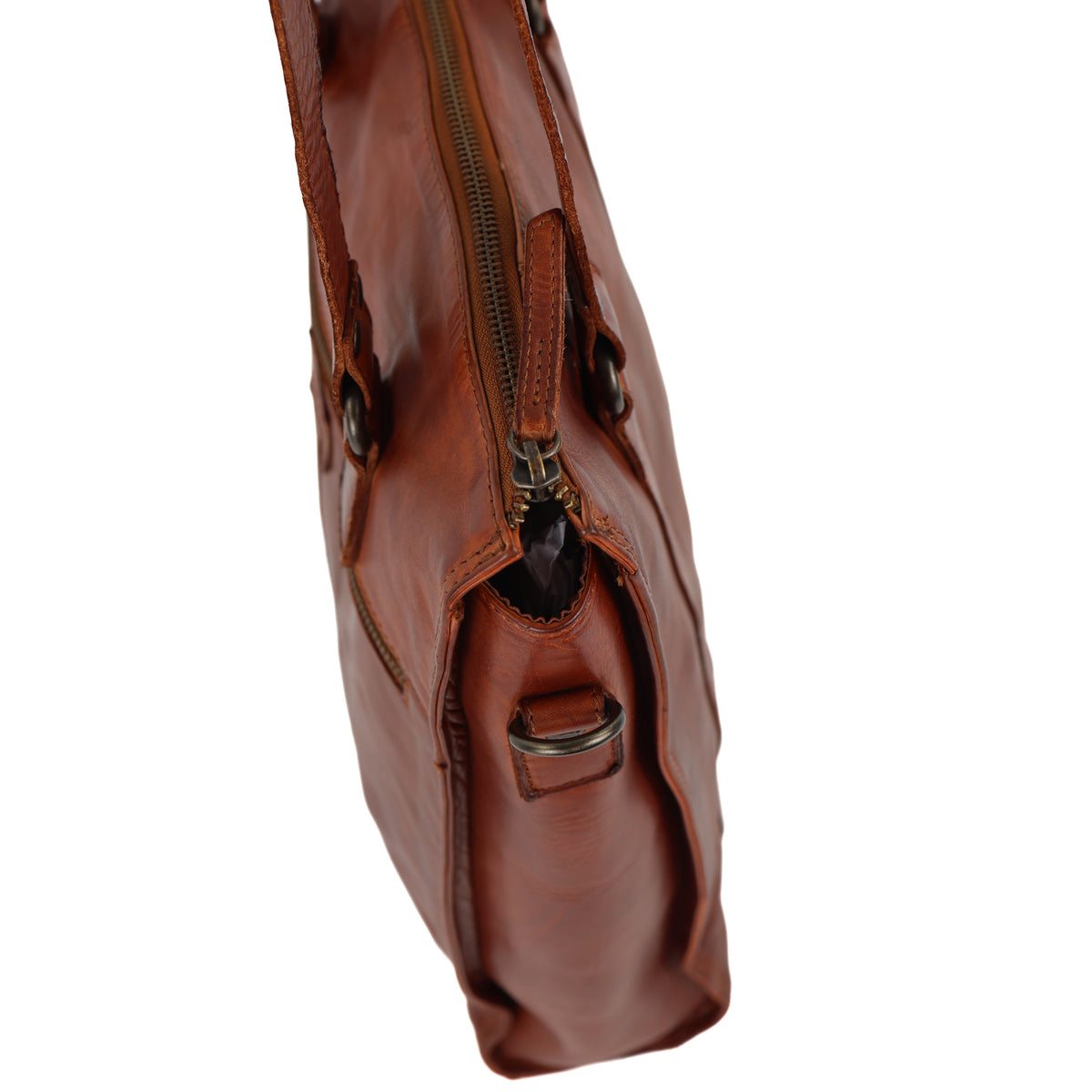 Hand-/schoudertas met laptopvak 15.6” 'Freya' cognac