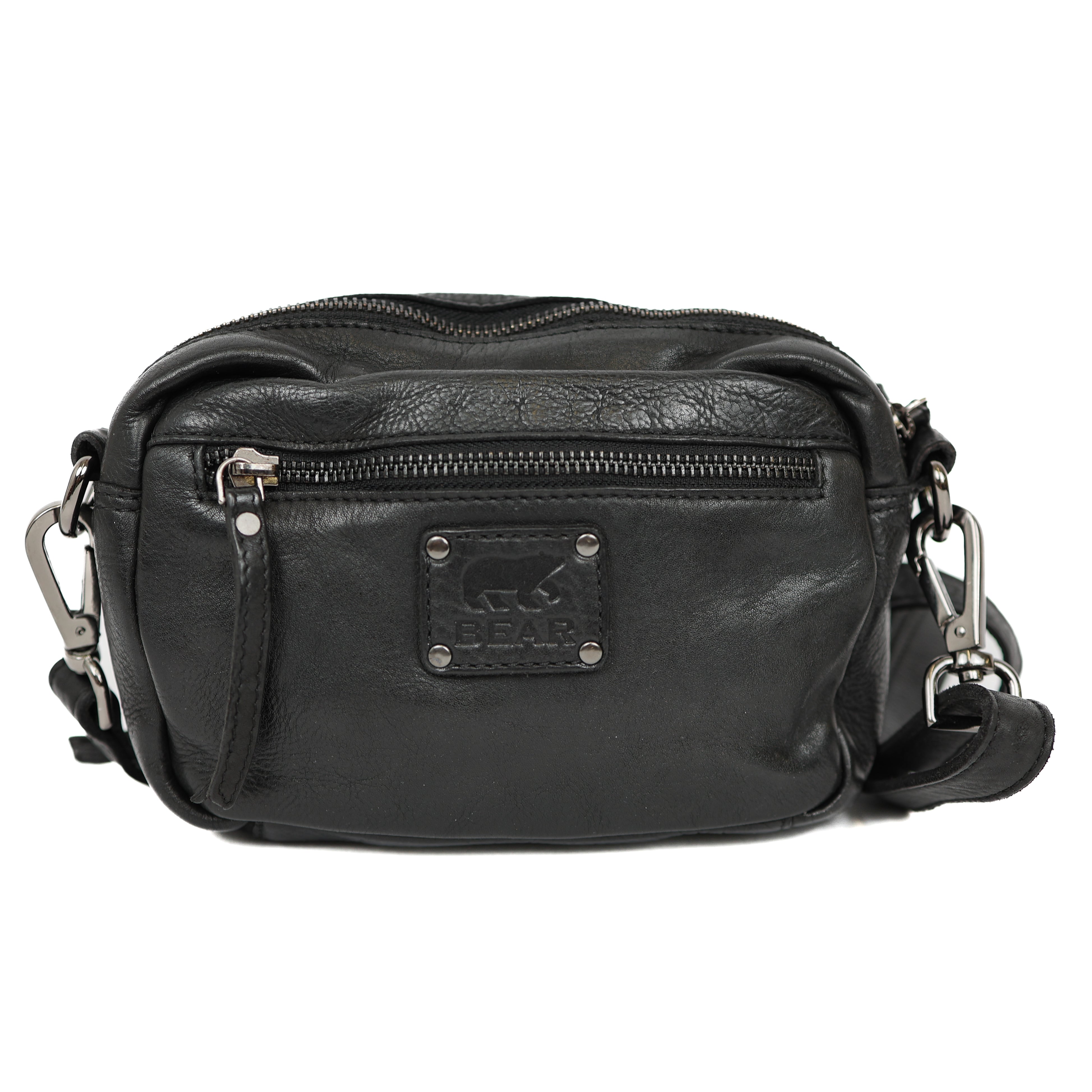 Small shoulderbag with front pockets 'Amber' black