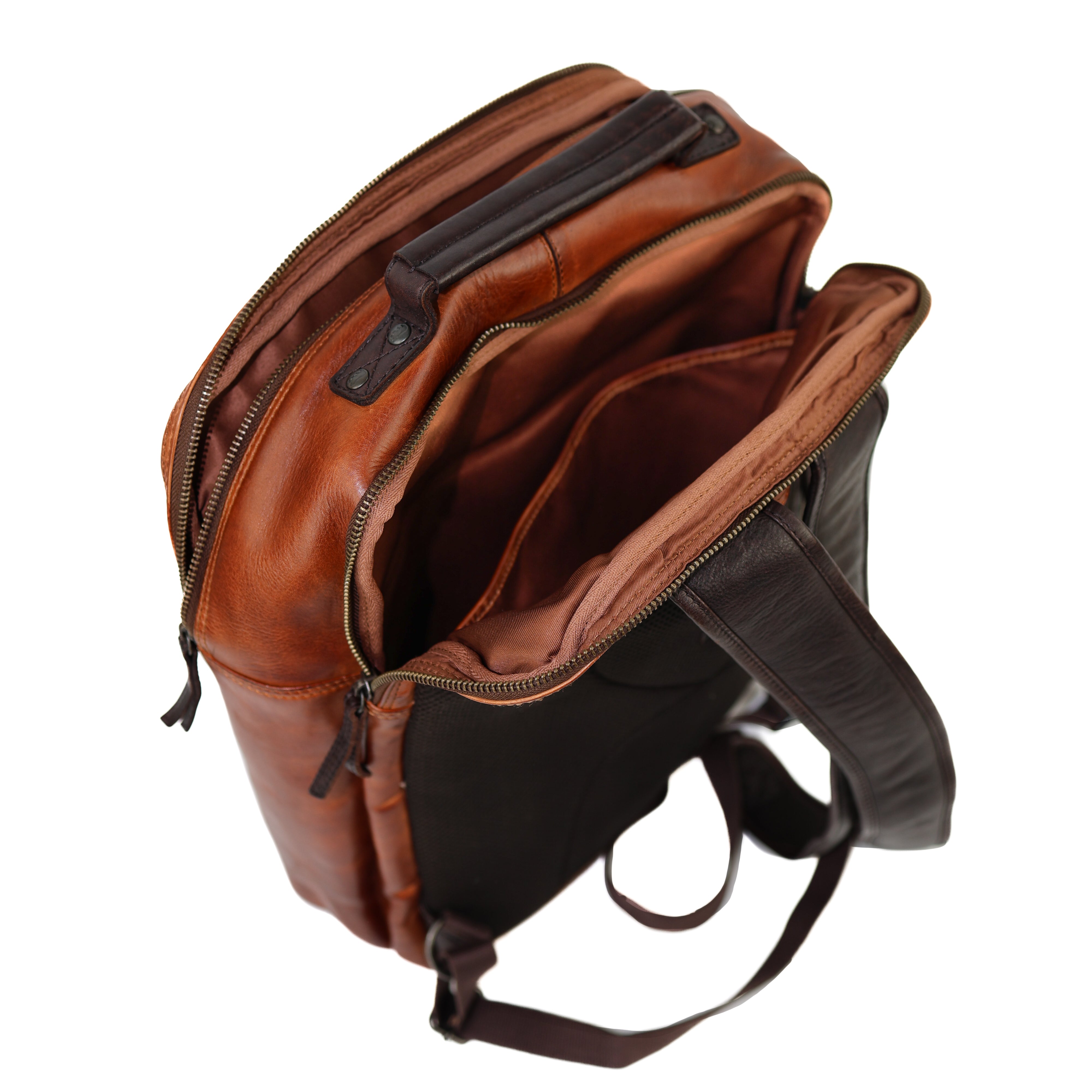 Laptop backpack 'Ties' cognac/dark brown