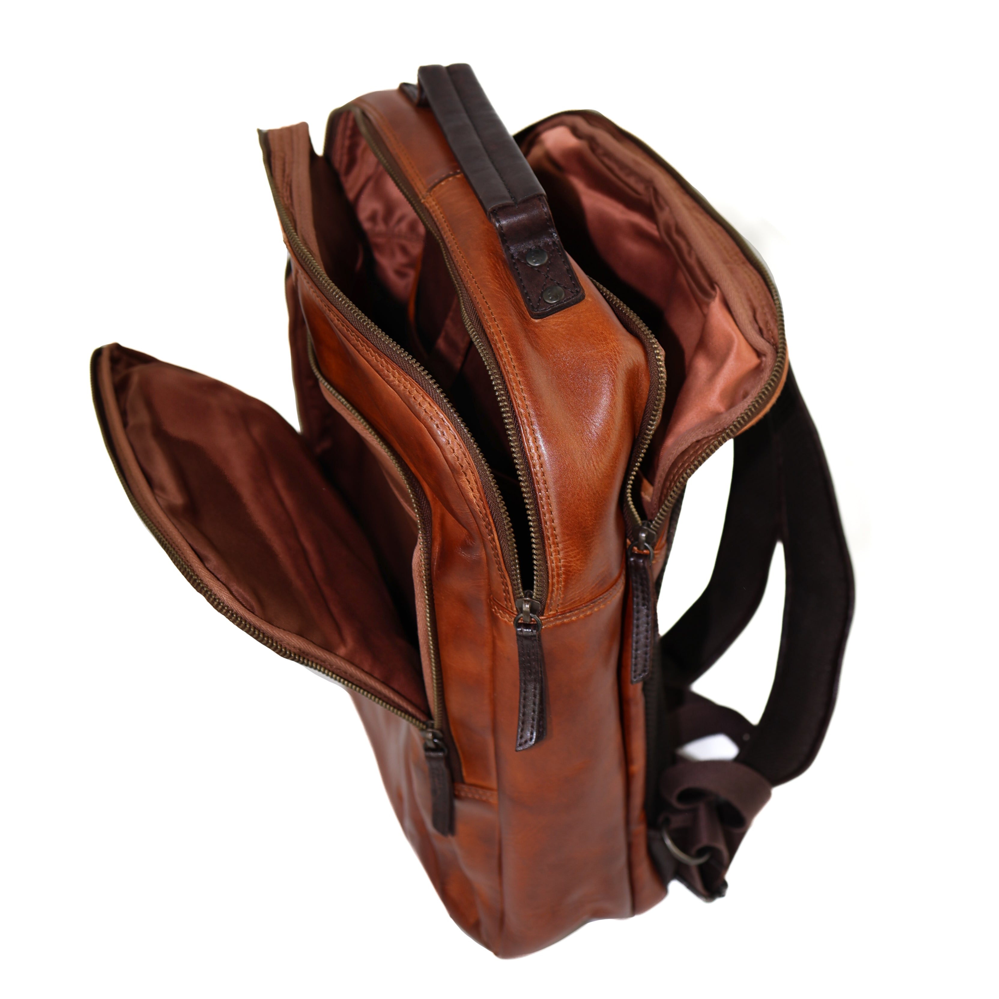 Laptop backpack 'Ties' cognac/dark brown