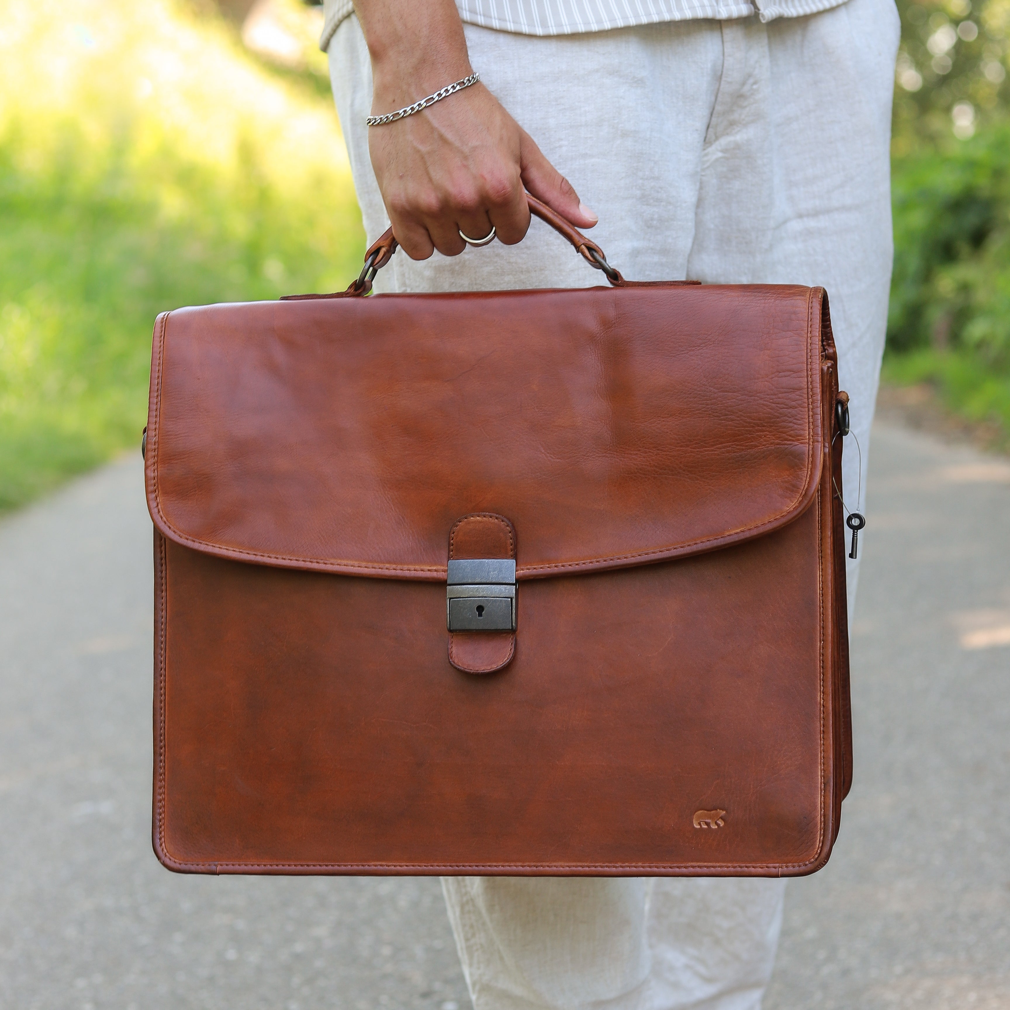 Large briefcase/laptop bag 'Gert' cognac