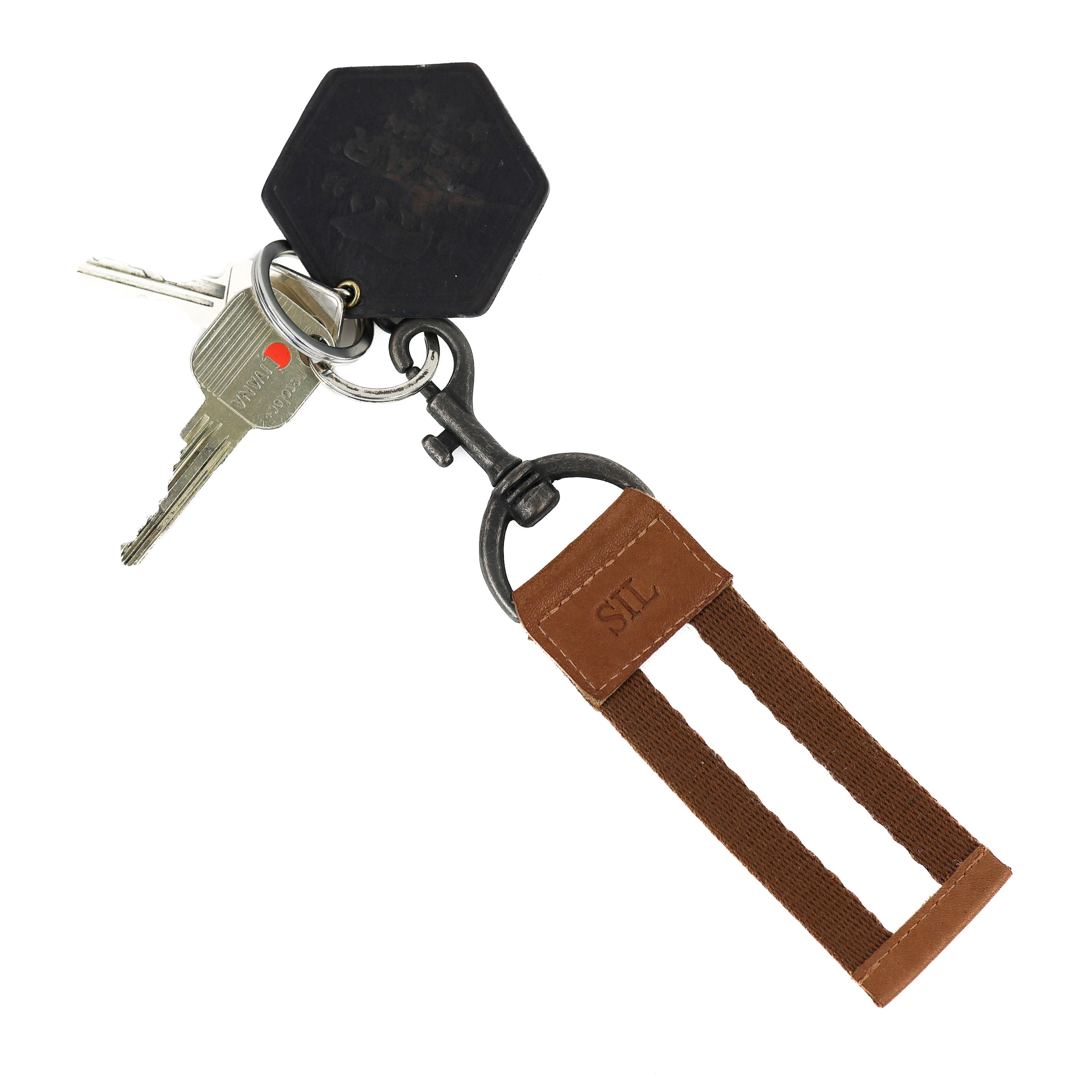 Personaliseerbare sleutelhanger cognac
