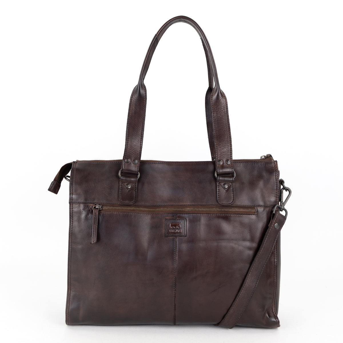 Hand/Shoulder Bag with Laptop Compartment 15.6” 'Mea' Dark Brown