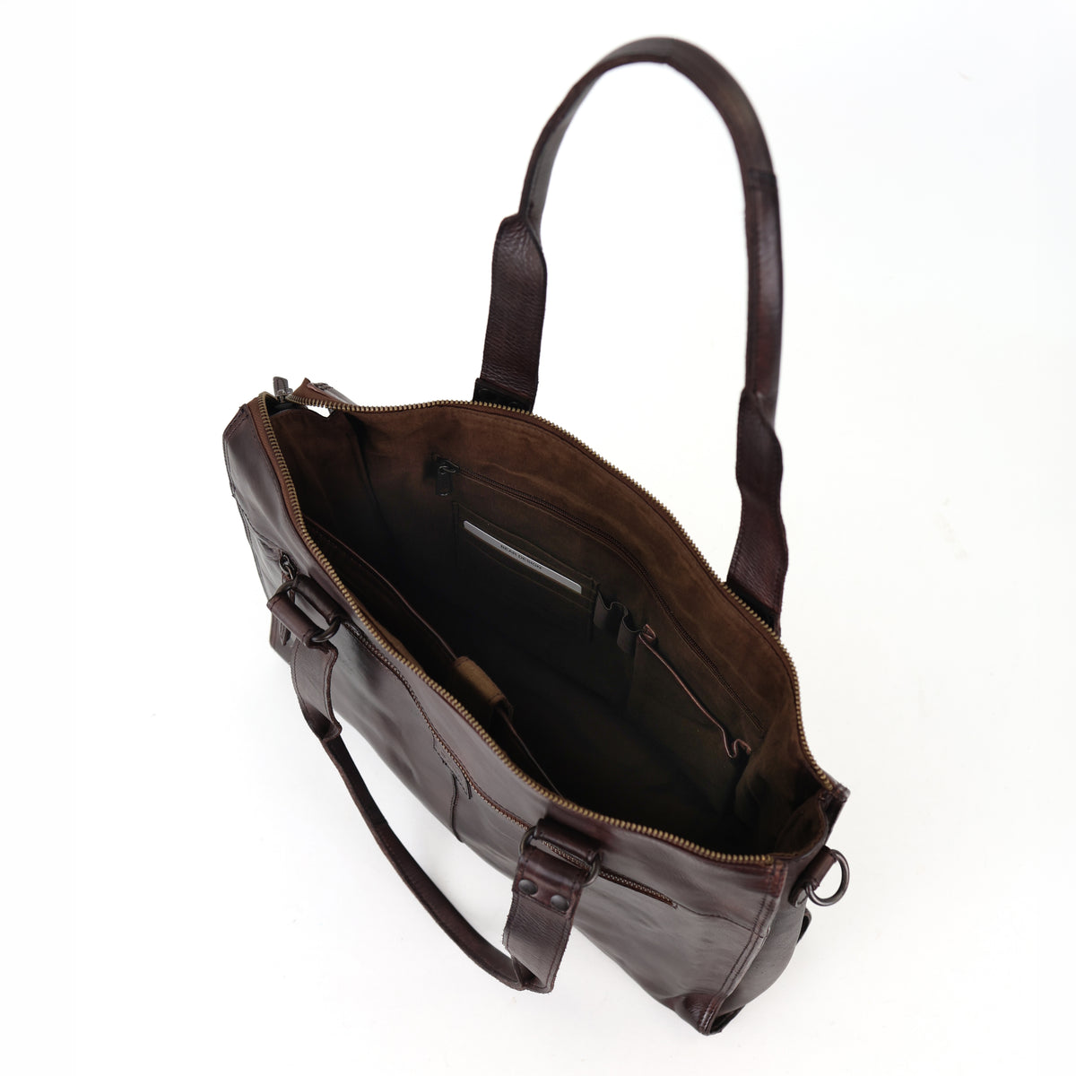 Hand/Shoulder Bag with Laptop Compartment 15.6” 'Mea' Dark Brown