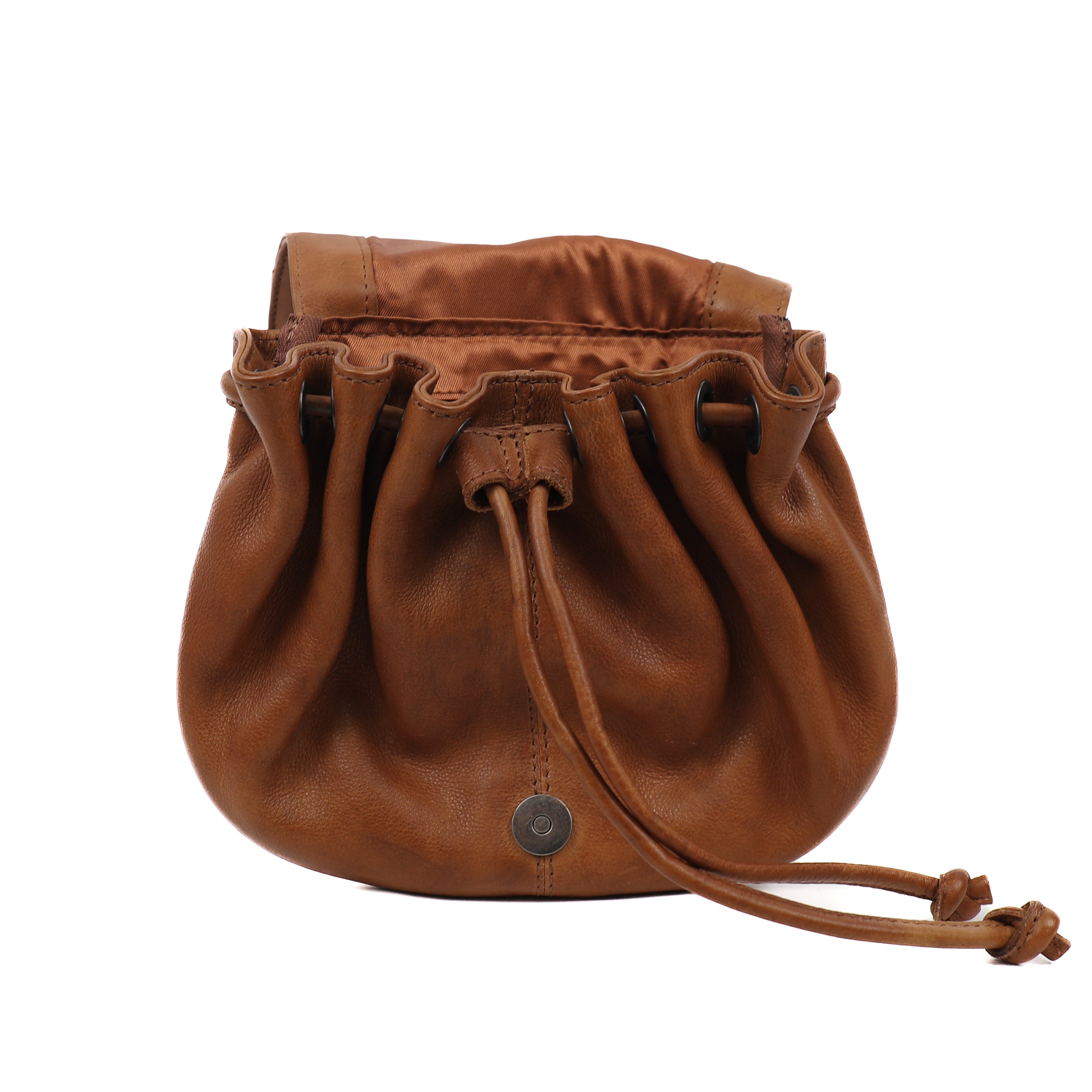 Shoulder bag with drawstring 'Bouline' cognac