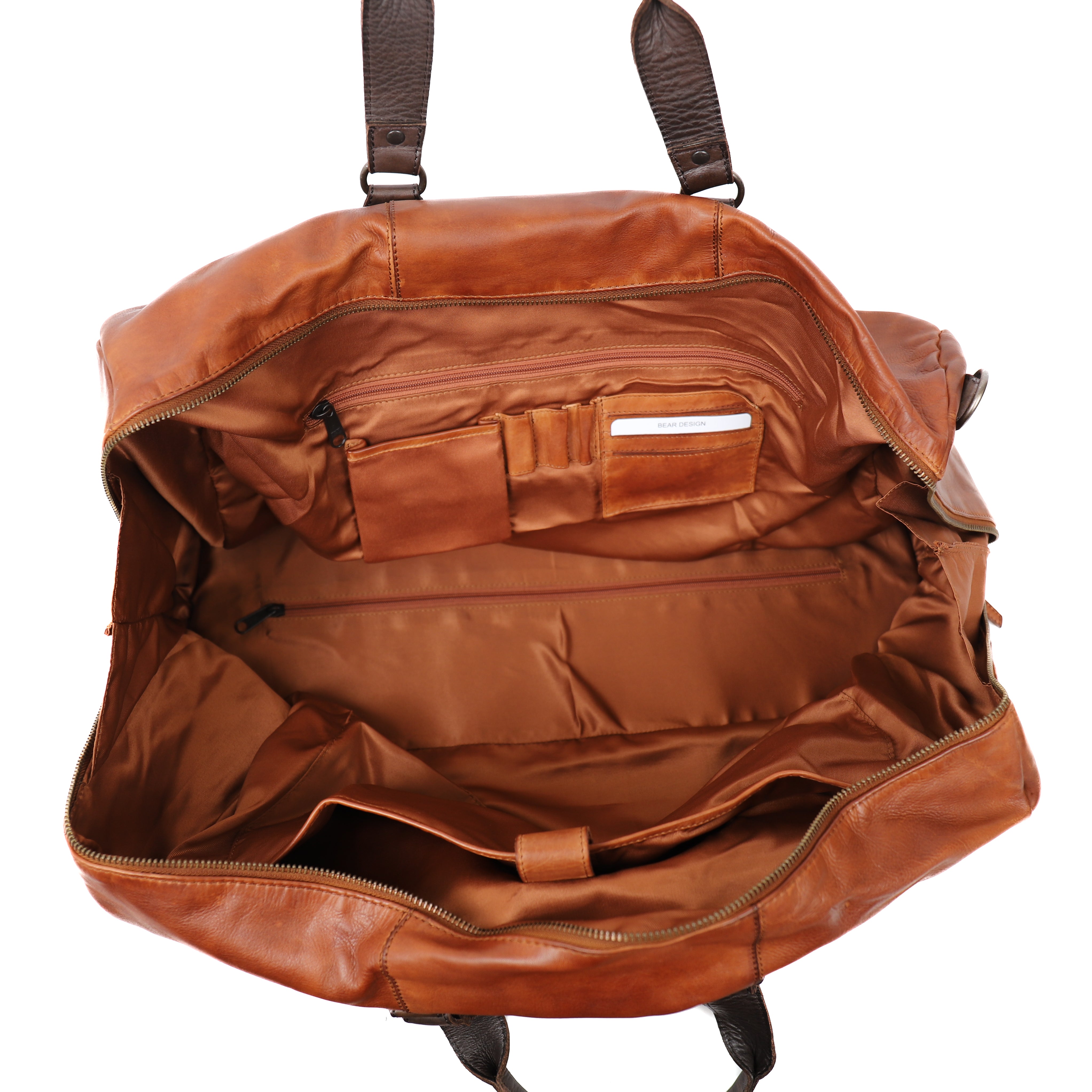 Weekendtas 'Lucien' cognac/bruin