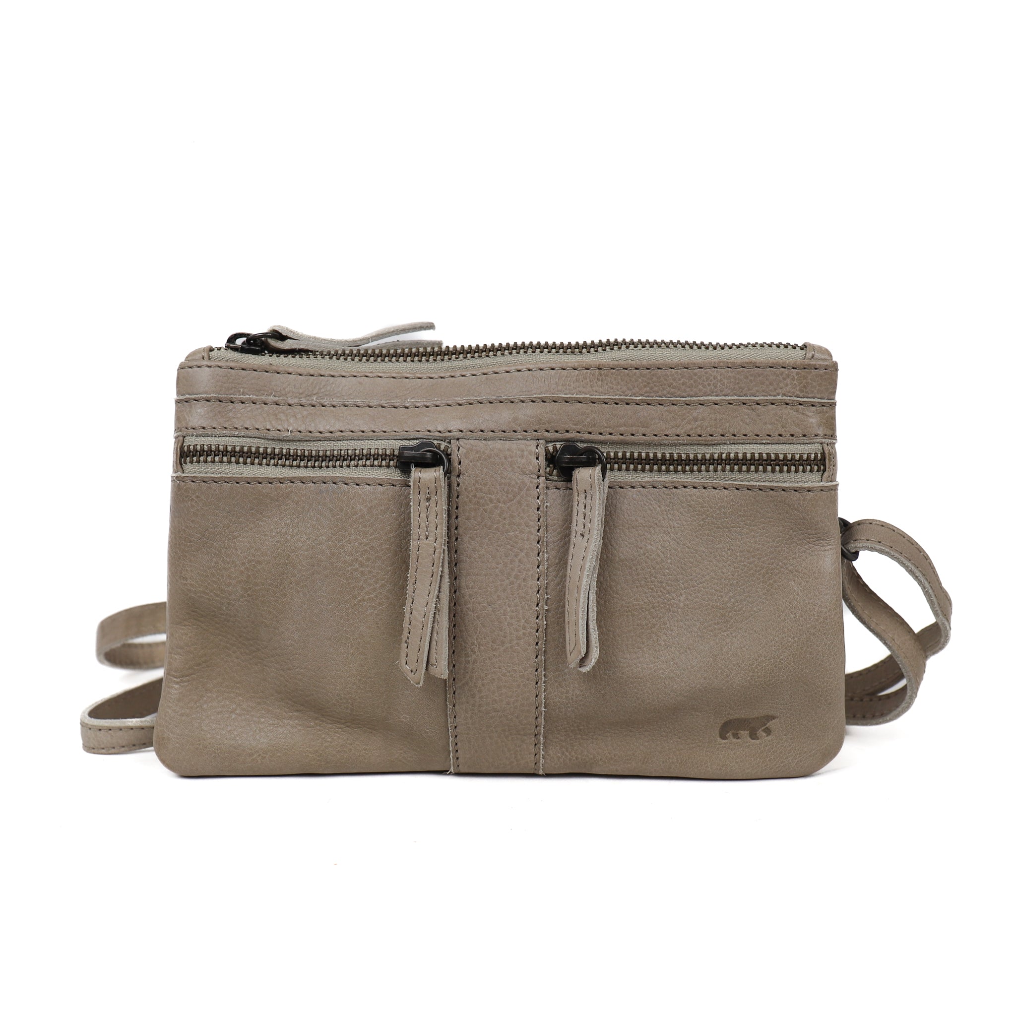 Shoulder bag double zipper 'Linda' silver mink