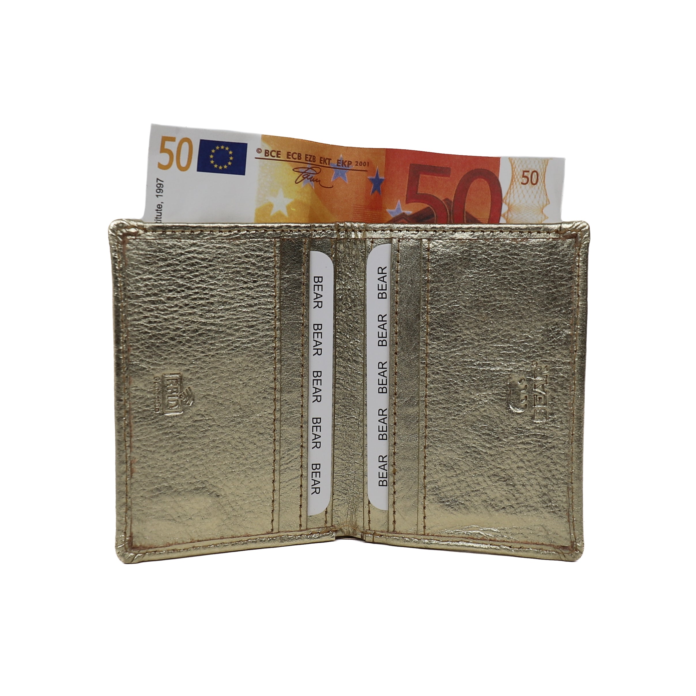 Card holder with banknote compartment 'Cas' champagne