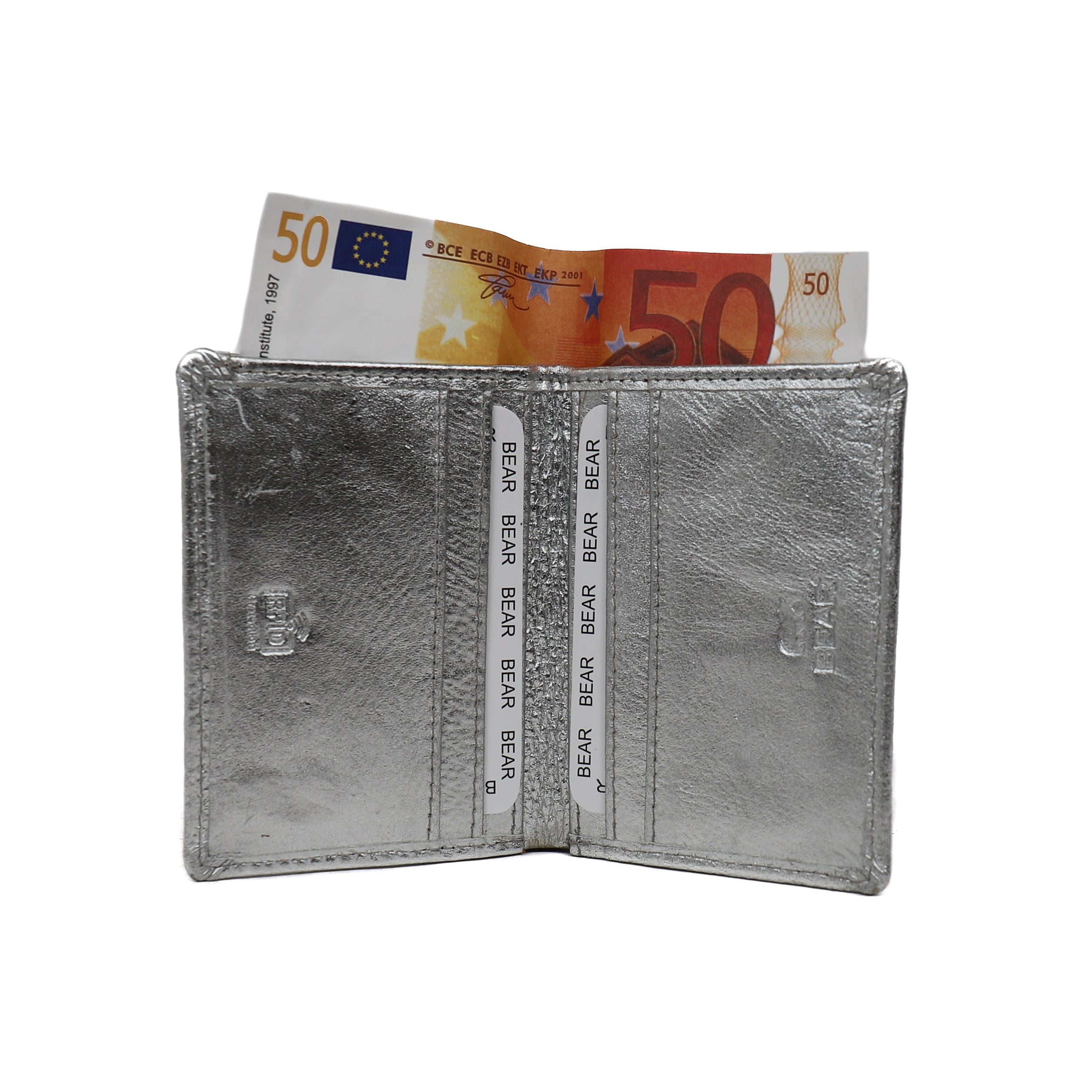 Card holder with banknote compartment 'Cas' silver