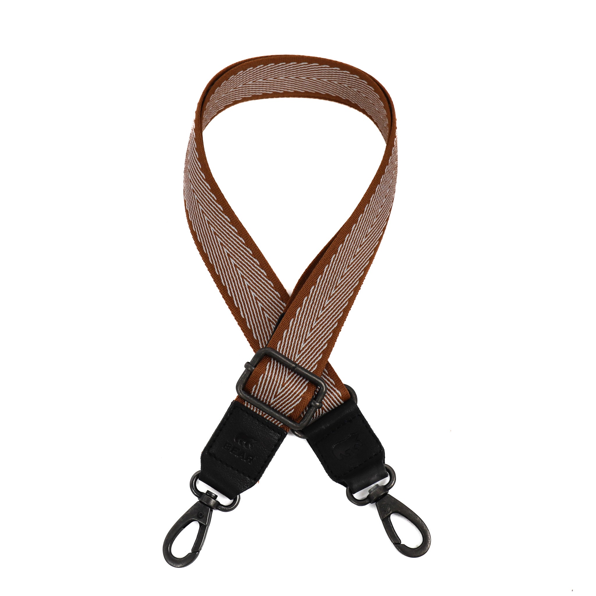 Bag strap 'Arrow' cognac/wit