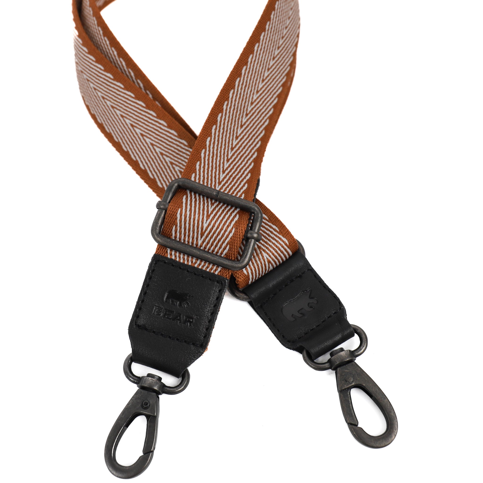 Bag strap 'Arrow' cognac/wit