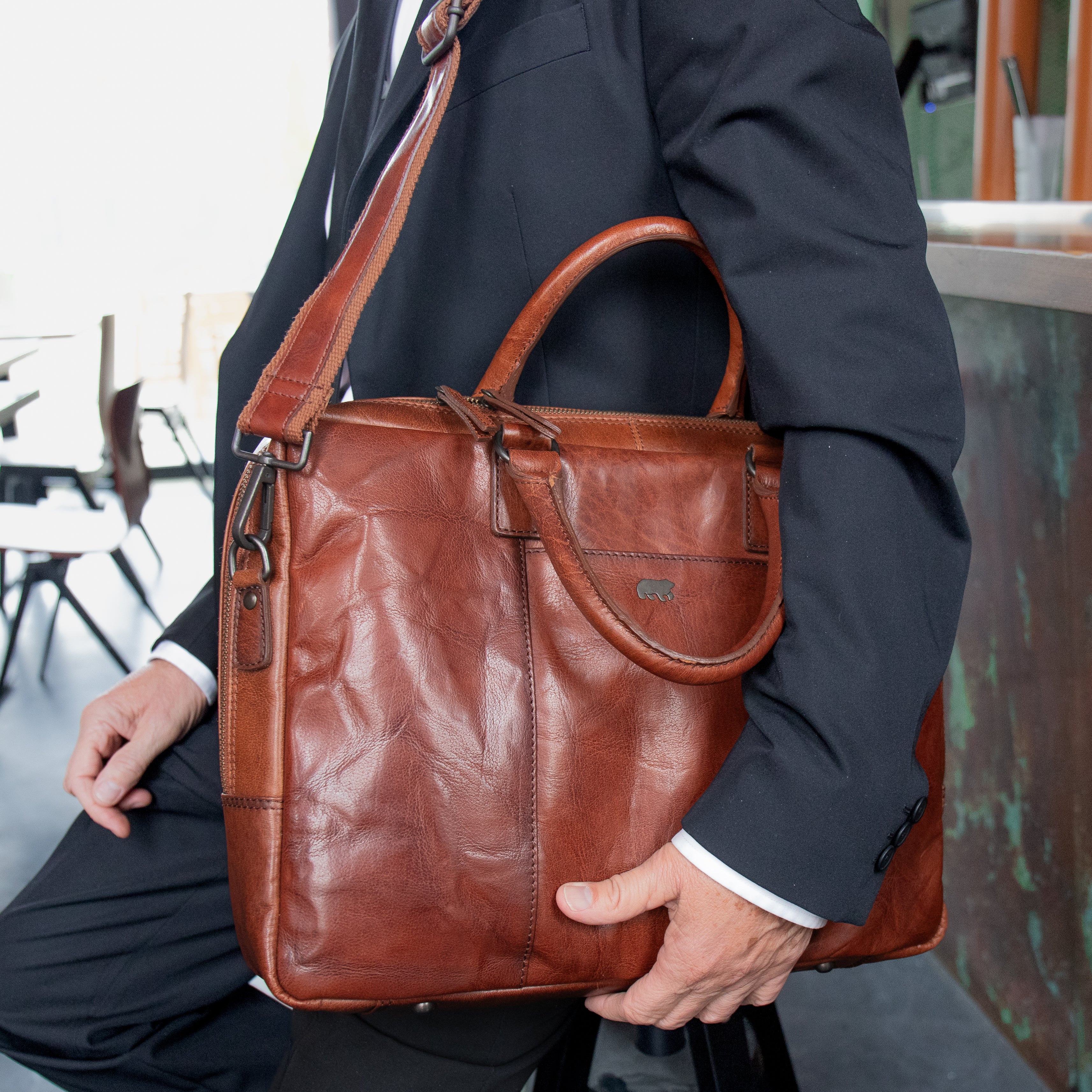 Laptop bag 'Milan' cognac - AD 43294