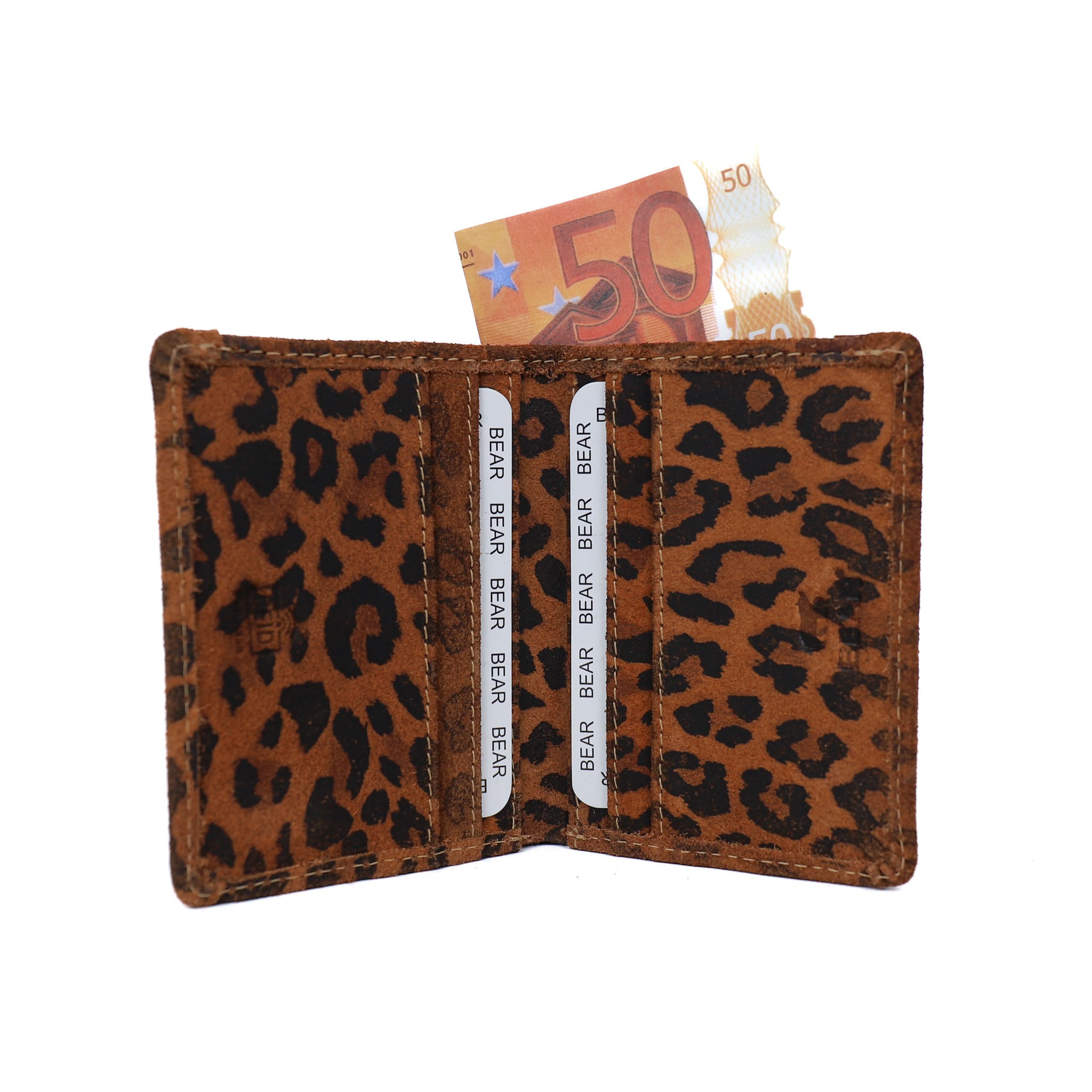 Card holder with banknote compartment 'Cas' panther