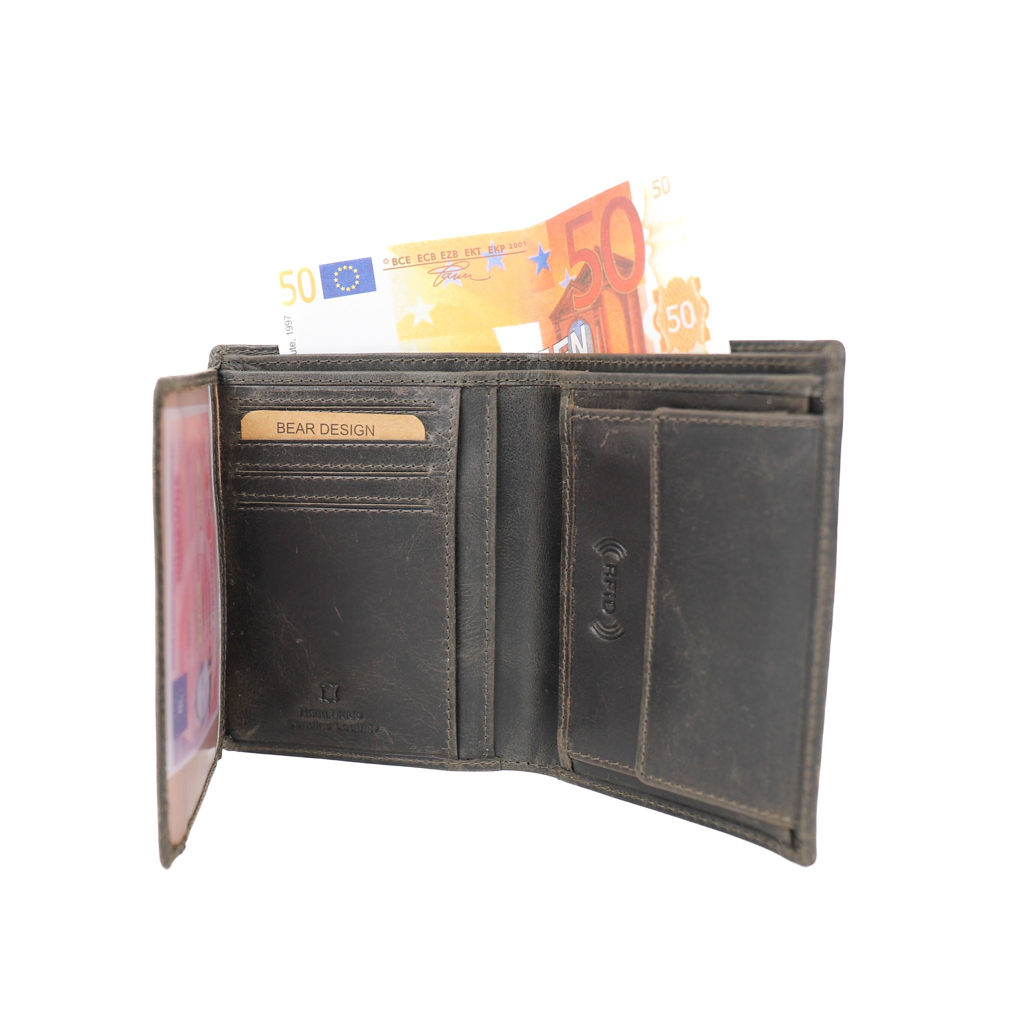 Hoge billfold 'Iwan' vintage grijs