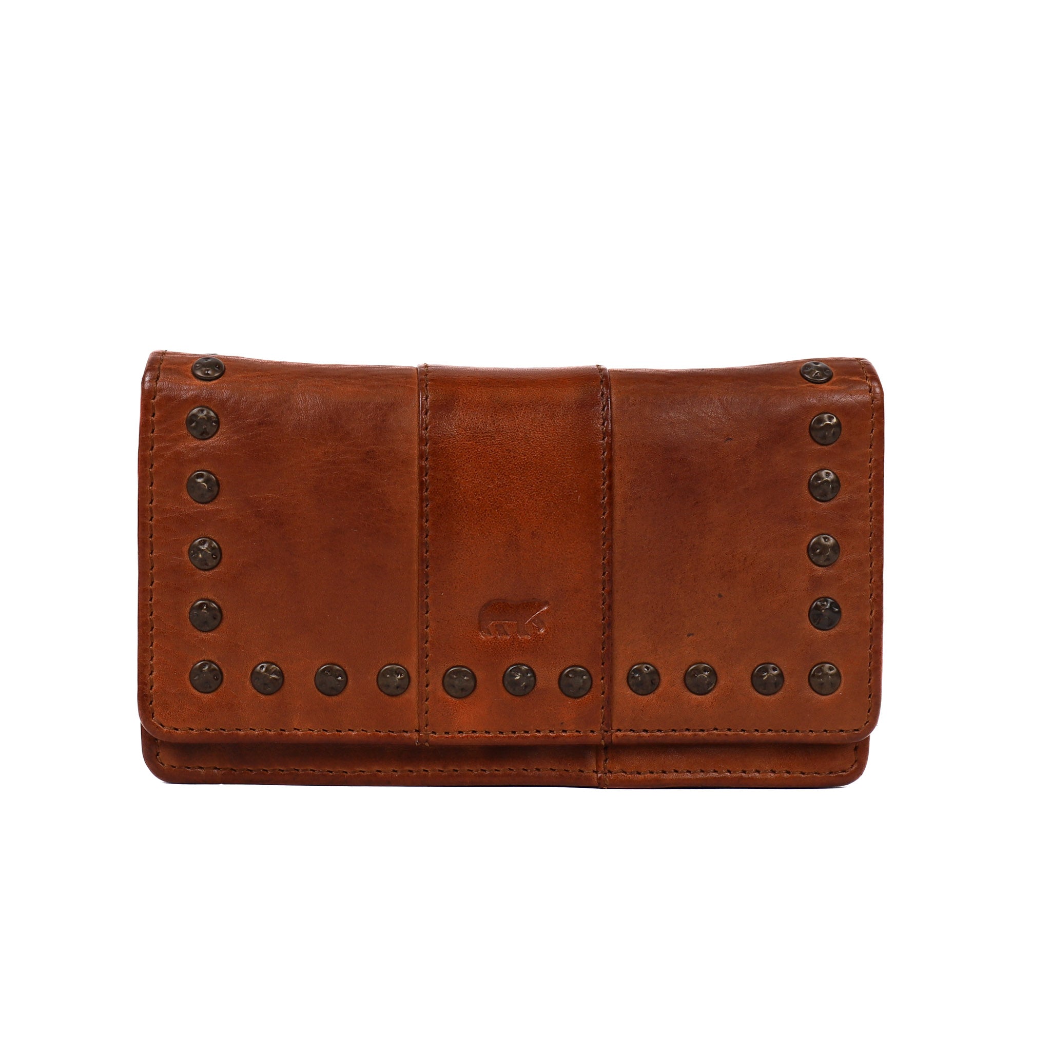 Flap wallet 'Emma' cognac studs