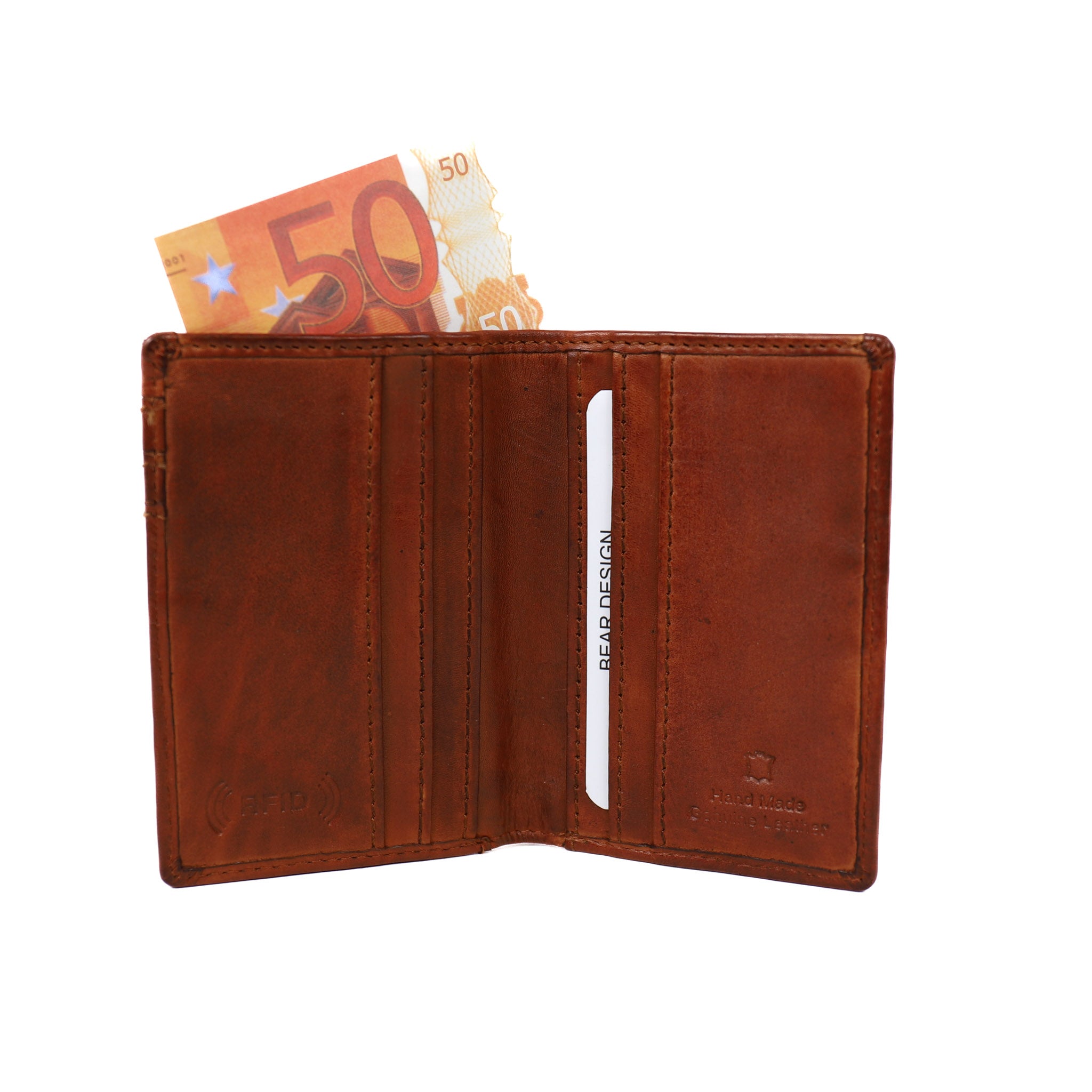 Card holder with banknote compartment 'Michel' cognac