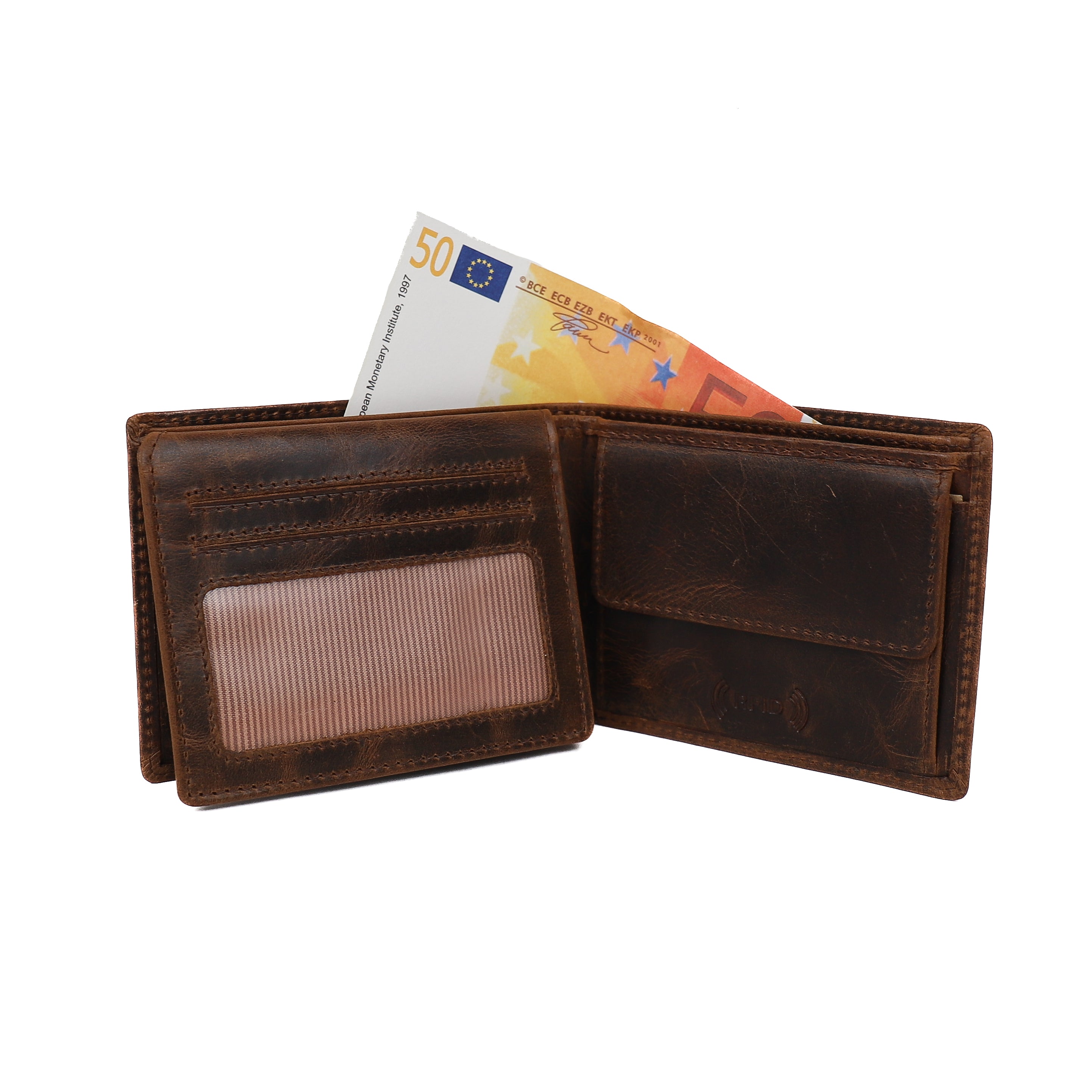 Billfold 'Roy' vintage bruin