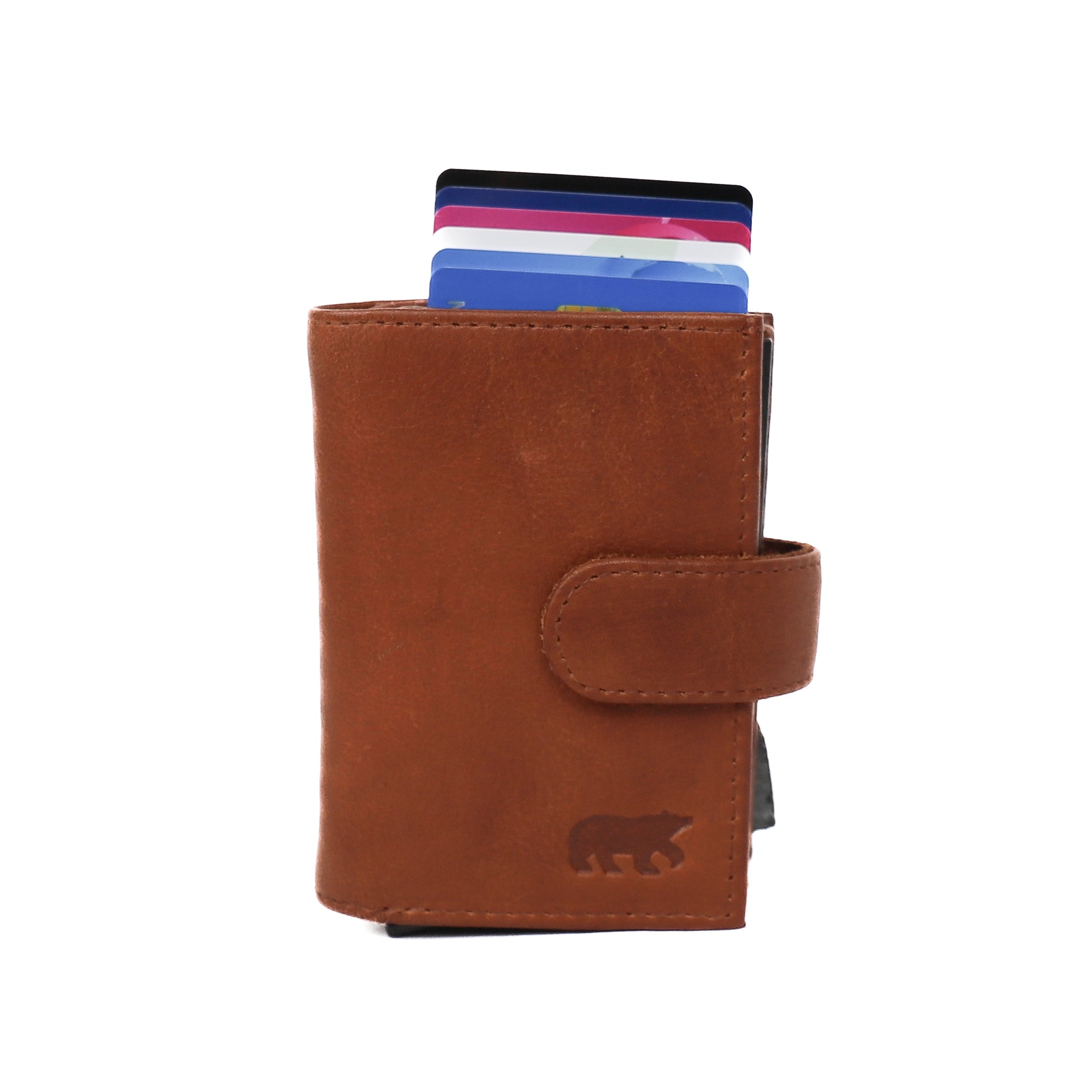 Double card holder 'Eric' cognac