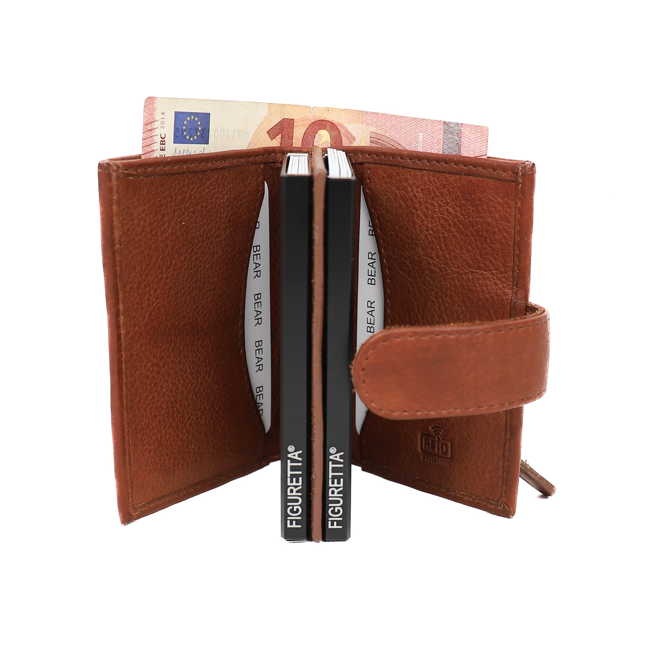 Double card holder 'Eric' cognac