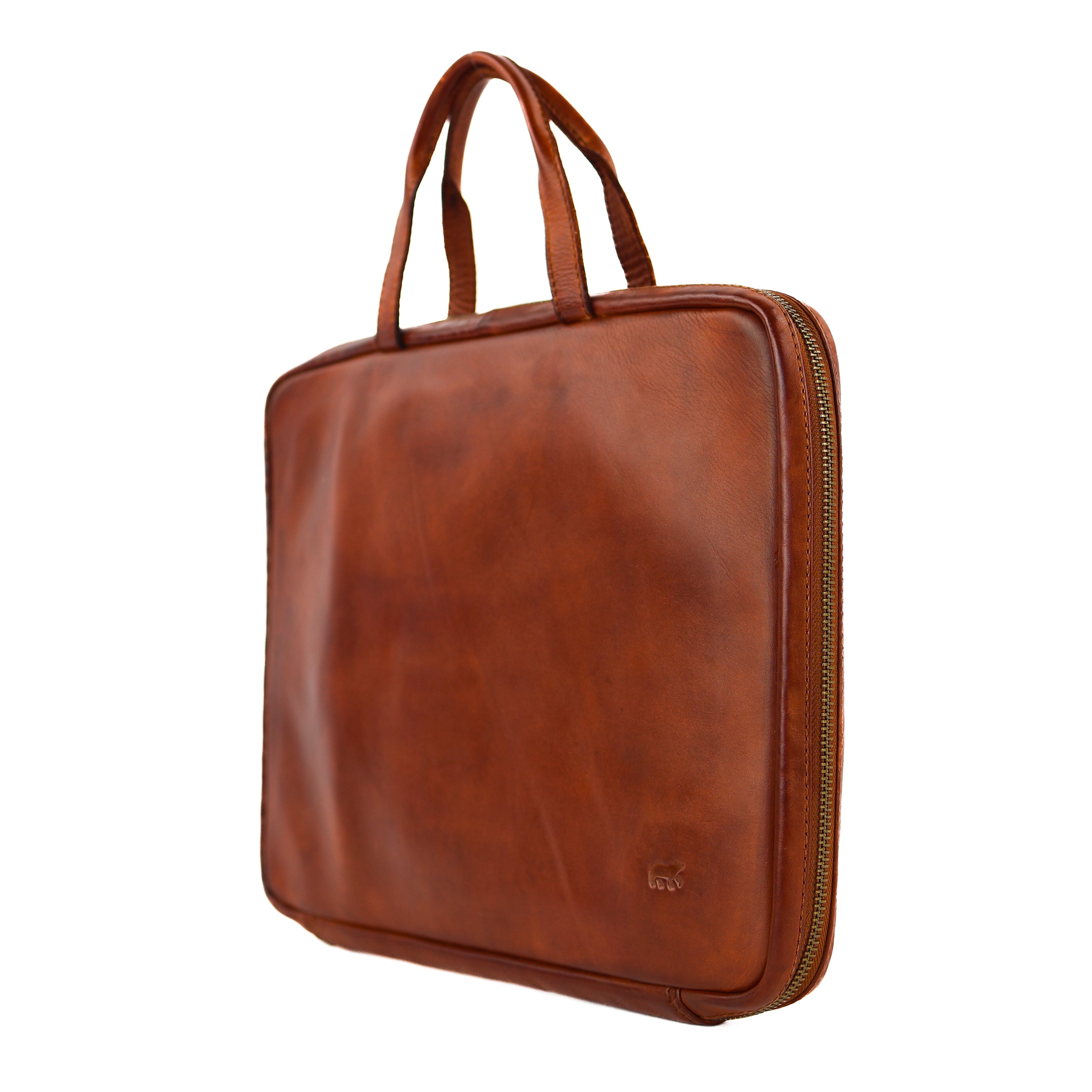 Compacte aktetas 'Cleo' cognac