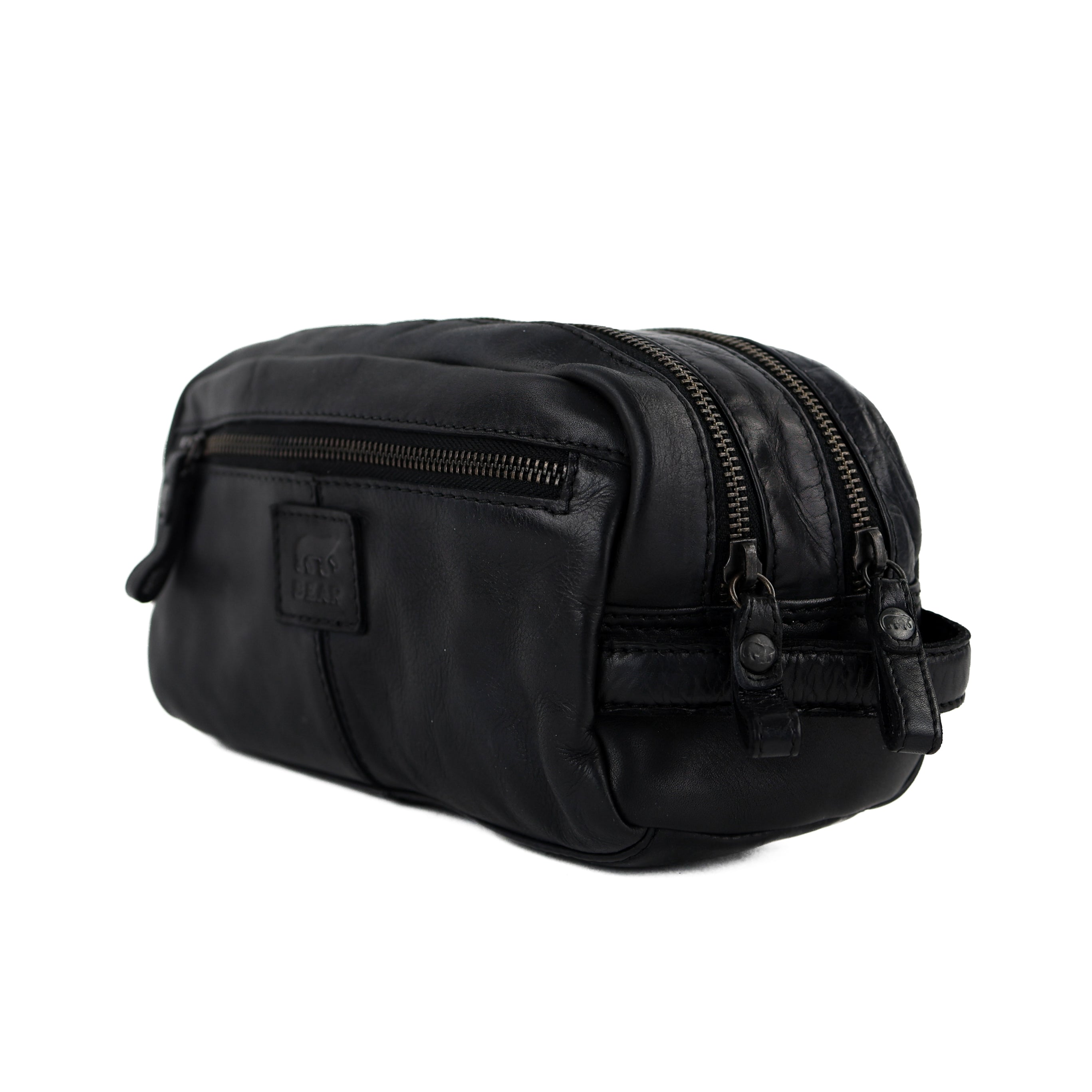 Toiletry bag with double compartment 'Bo' black