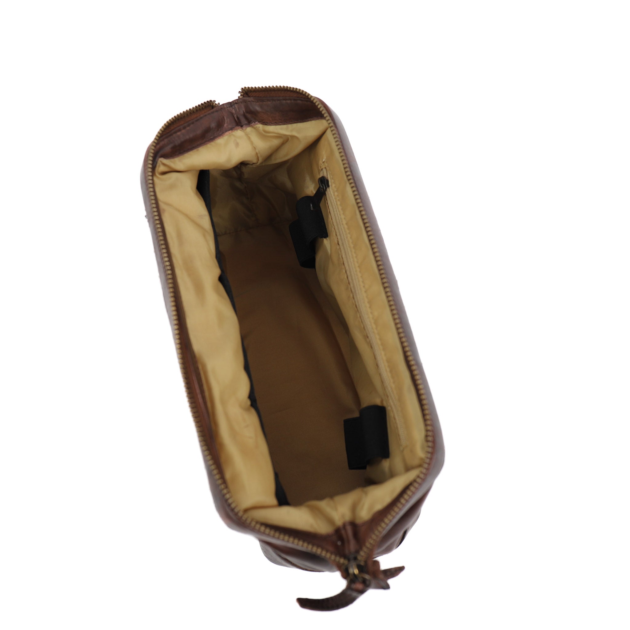 Toiletry bag strap closure 'Oliviër' dark brown