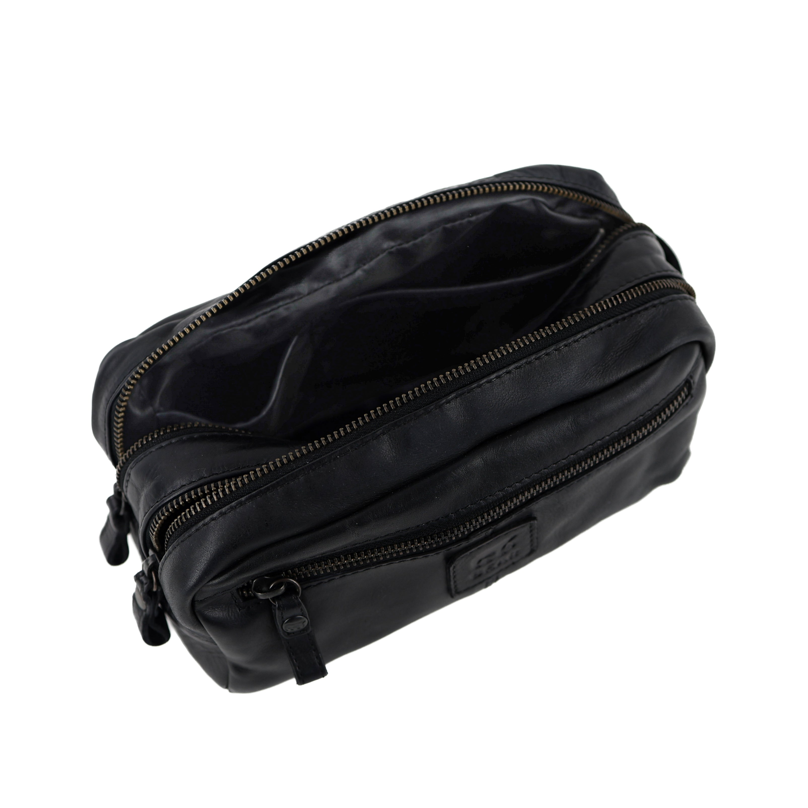 Toiletry bag with double compartment 'Bo' black