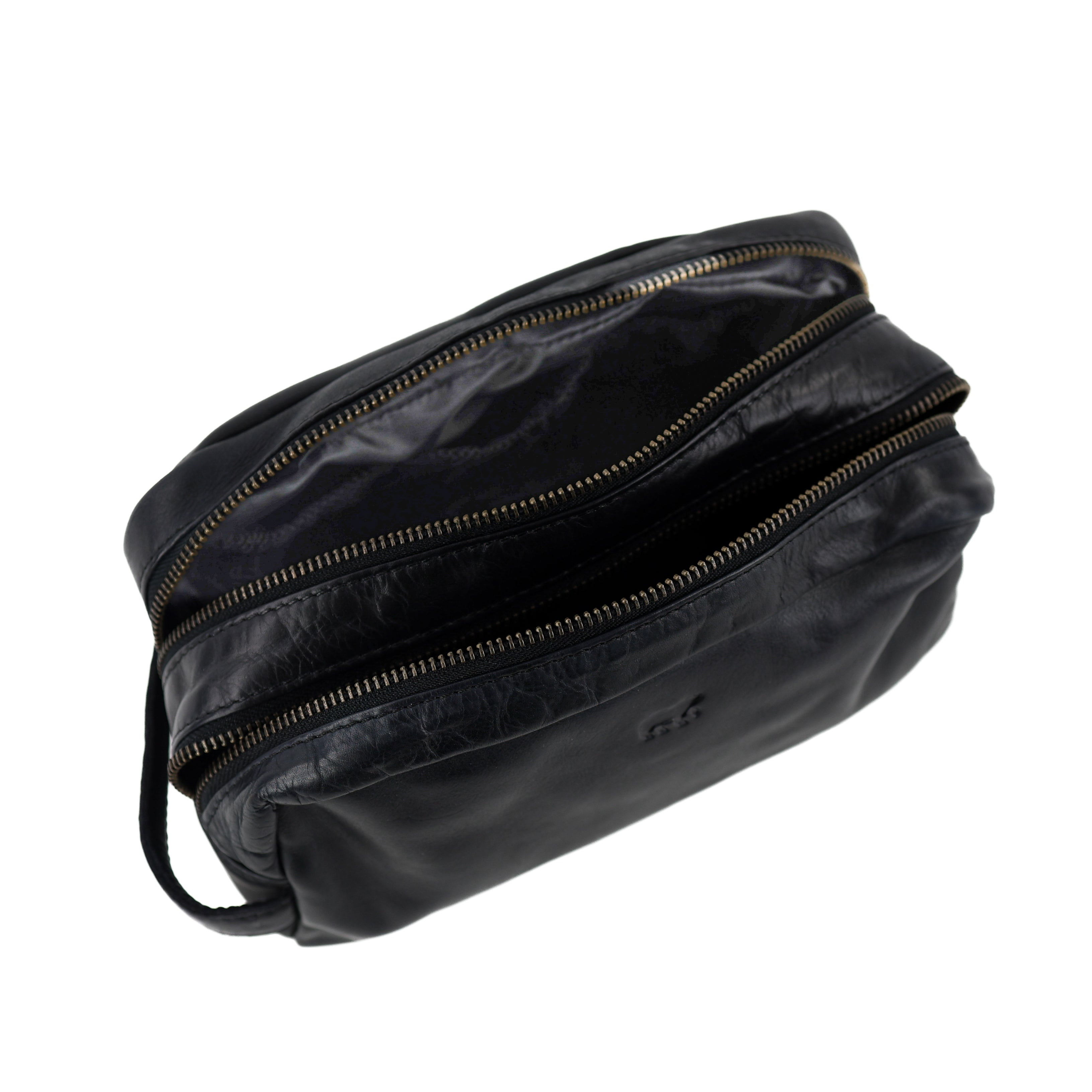 Toiletry bag with double compartment 'Bo' black