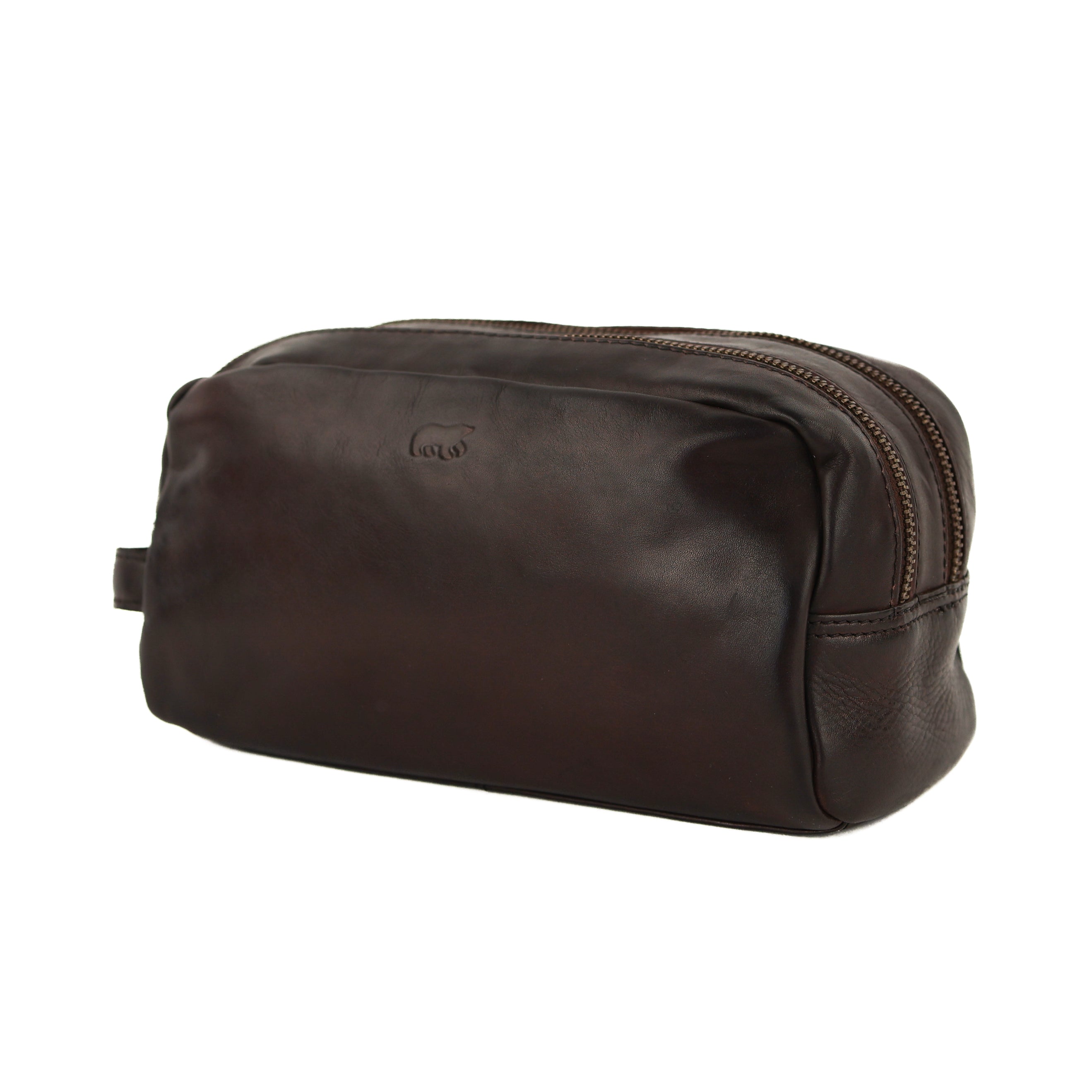 Toiletry bag with double compartment 'Bo' dark brown