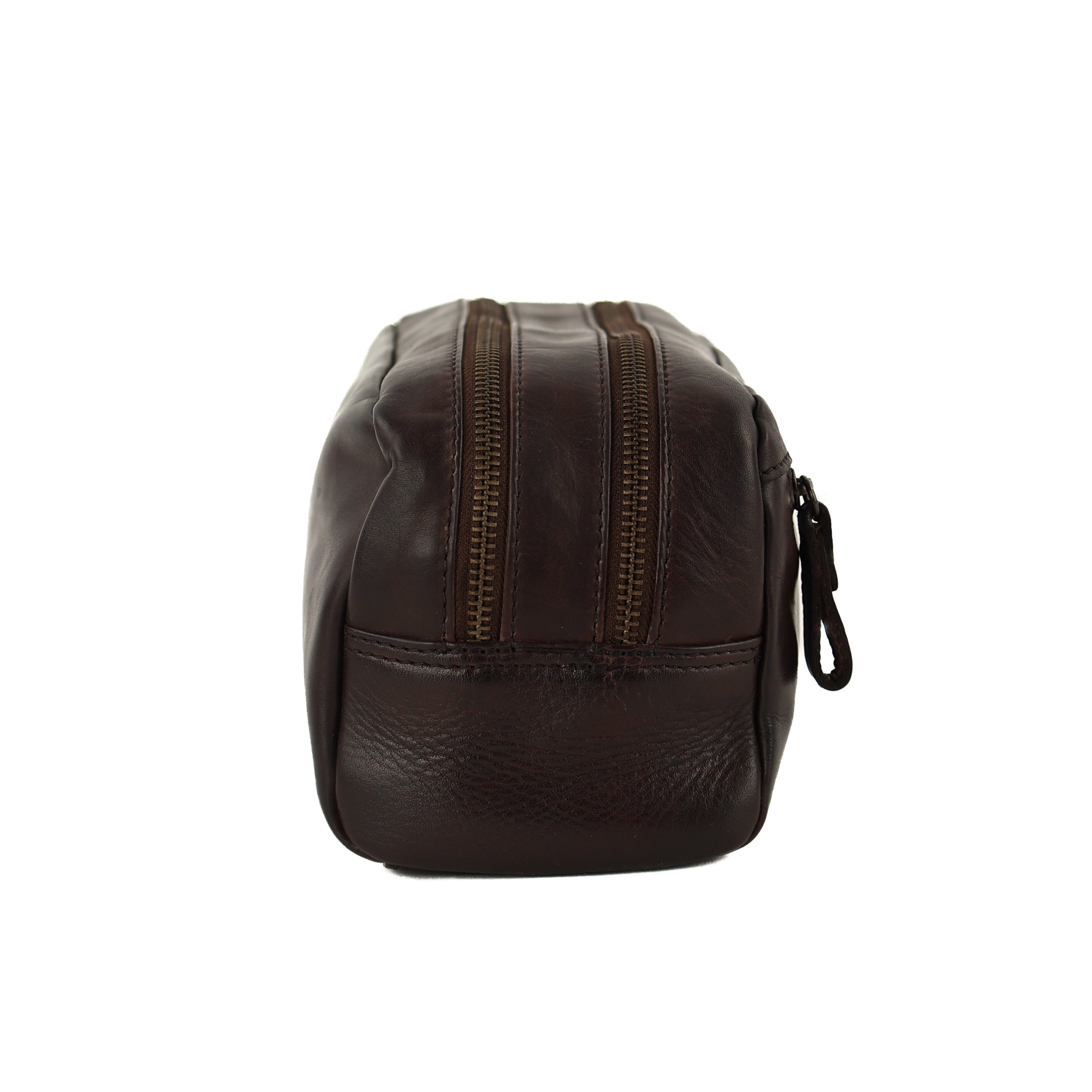 Toiletry bag with double compartment 'Bo' dark brown