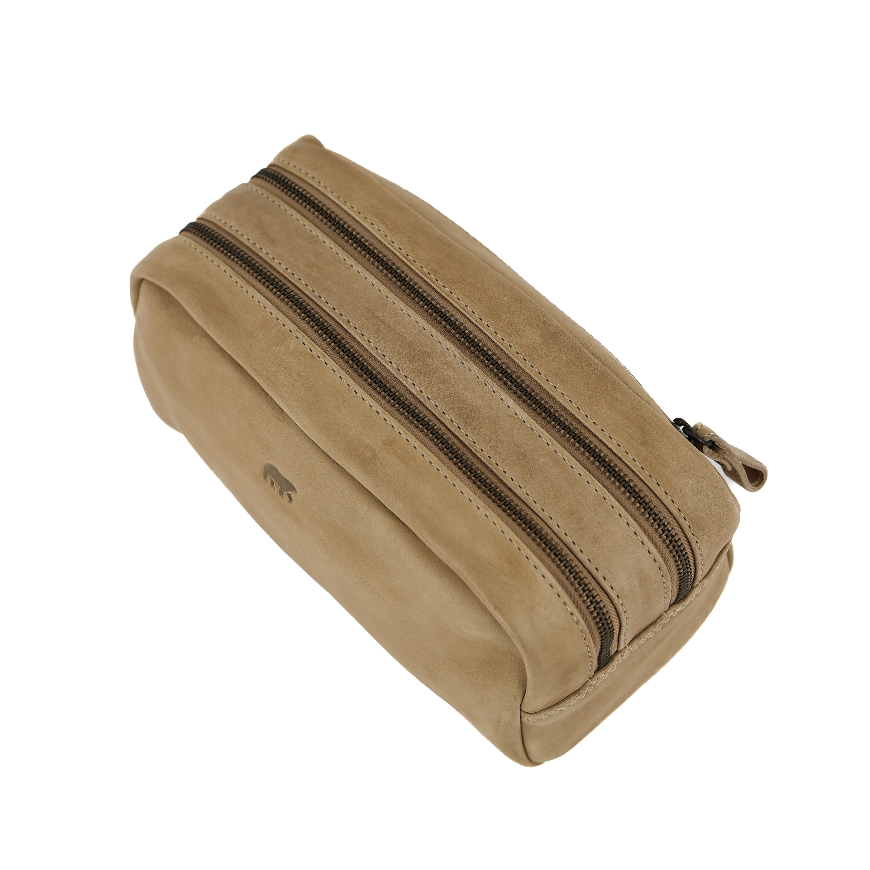 Toiletry bag with double compartment 'Bo' beige