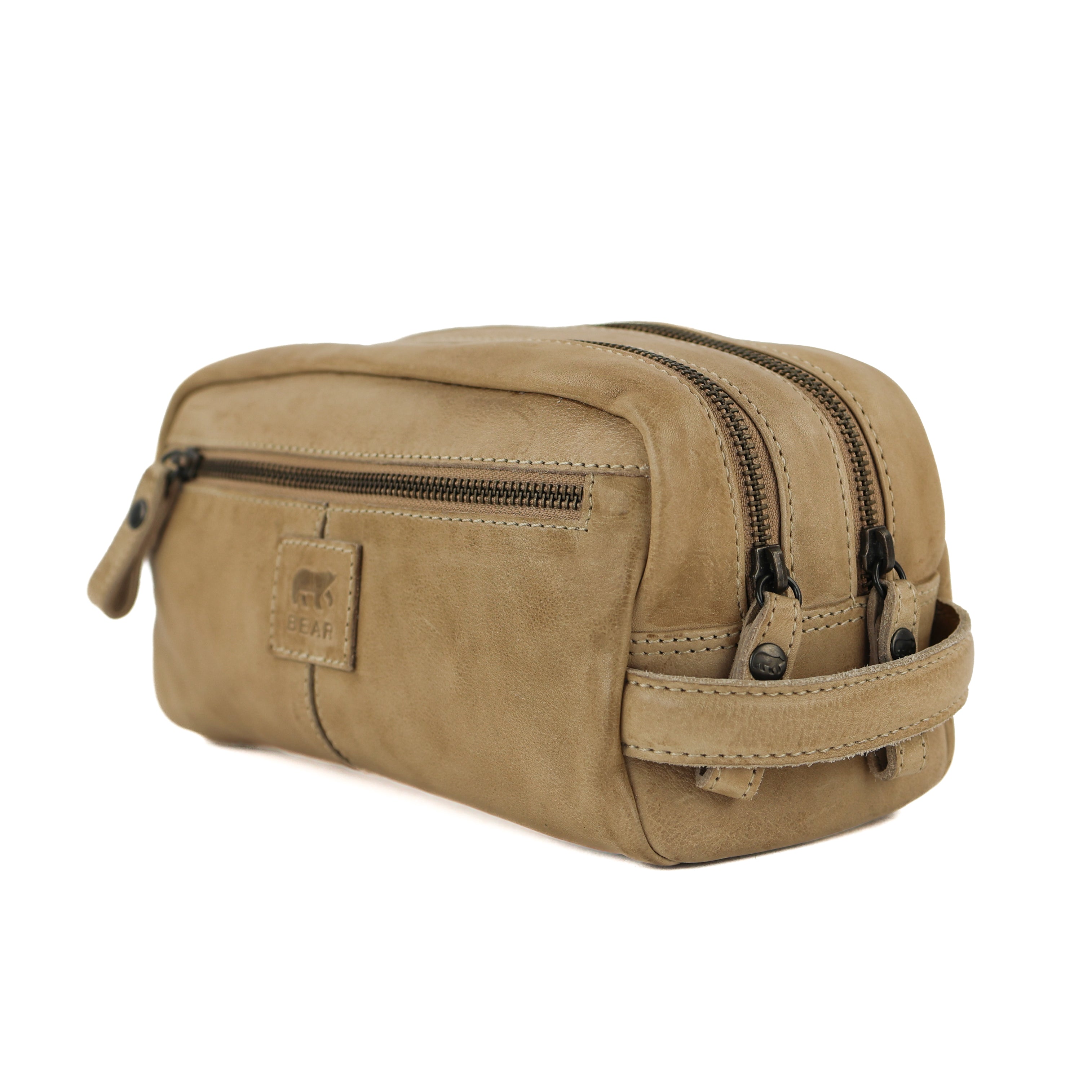 Toiletry bag with double compartment 'Bo' beige