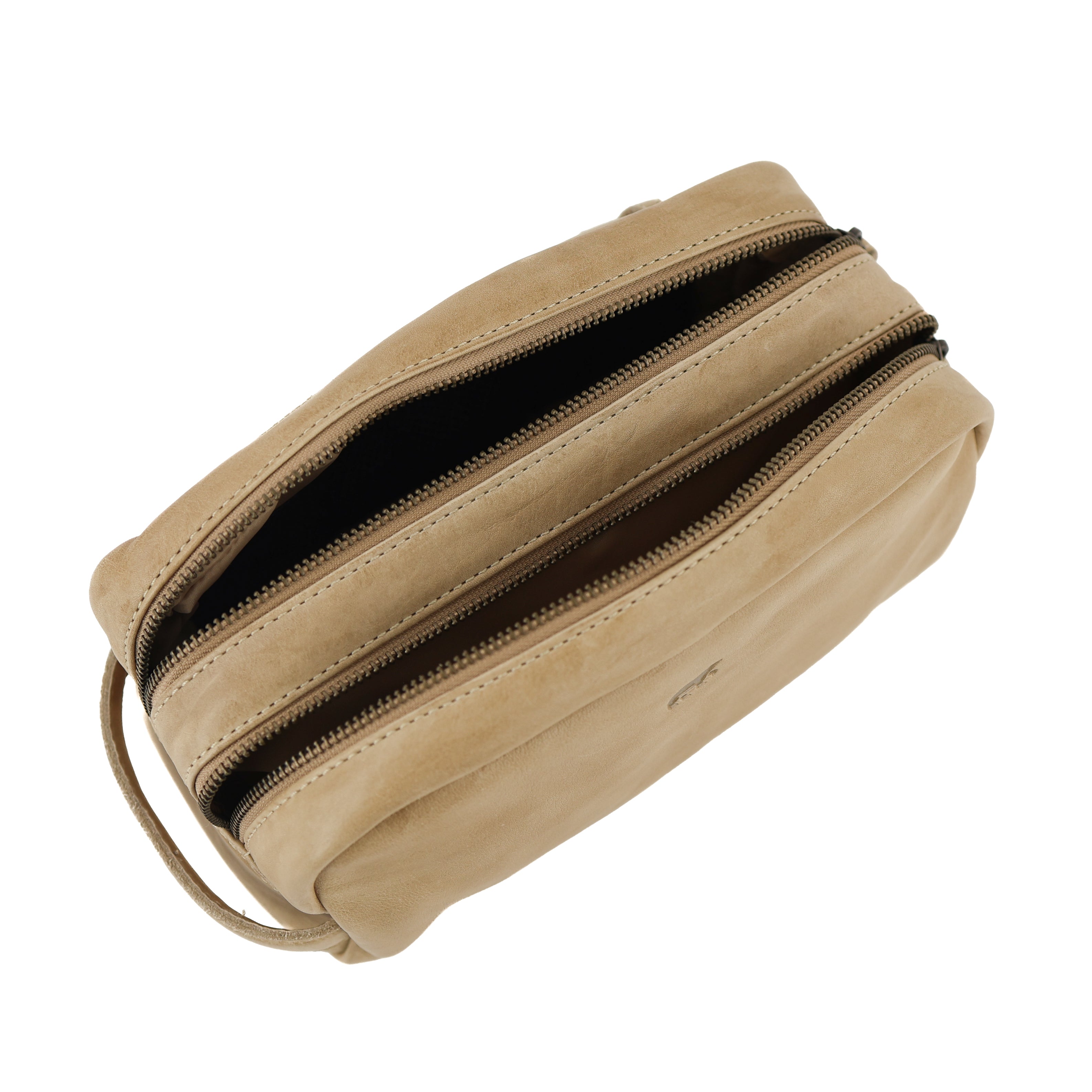 Toiletry bag with double compartment 'Bo' beige