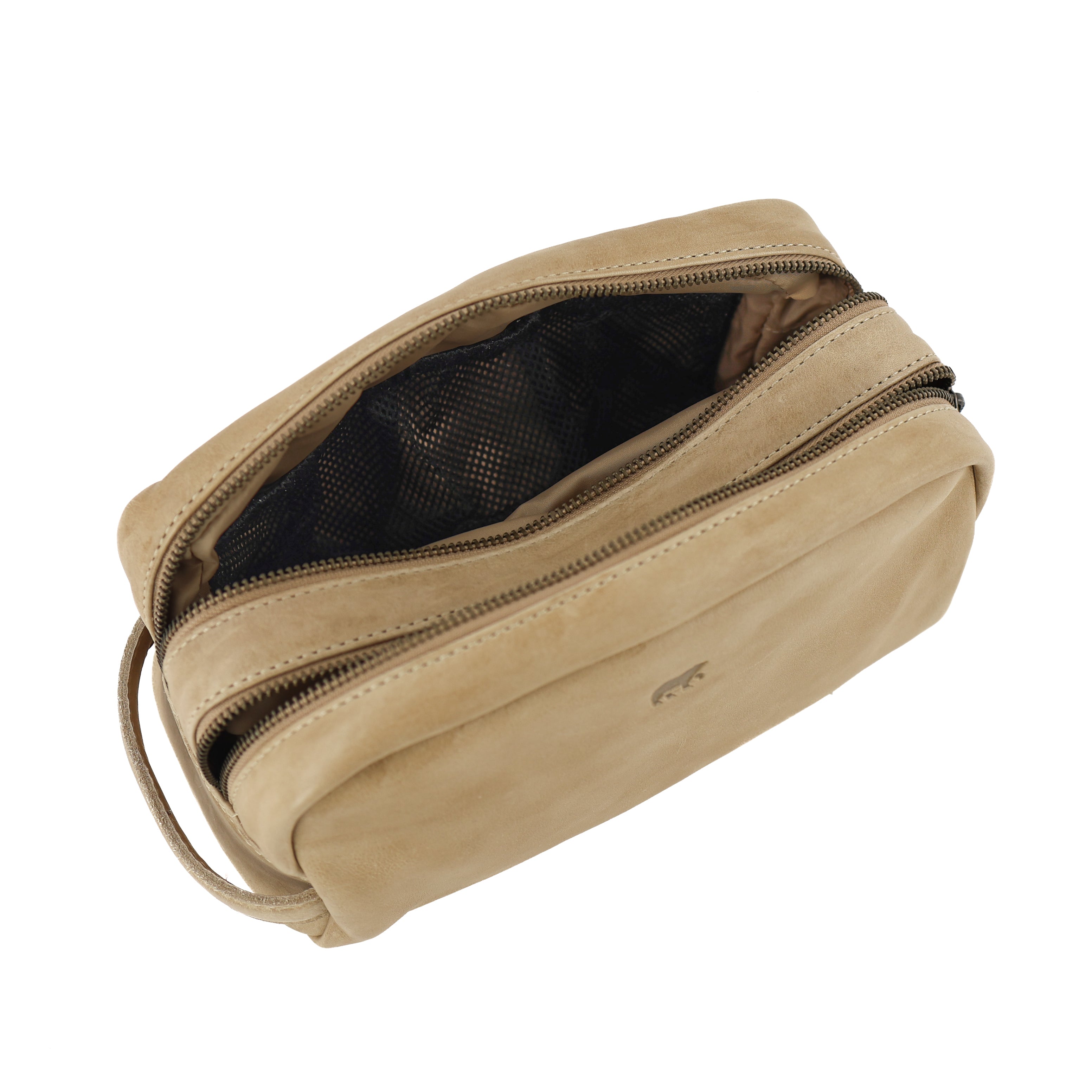 Toiletry bag with double compartment 'Bo' beige