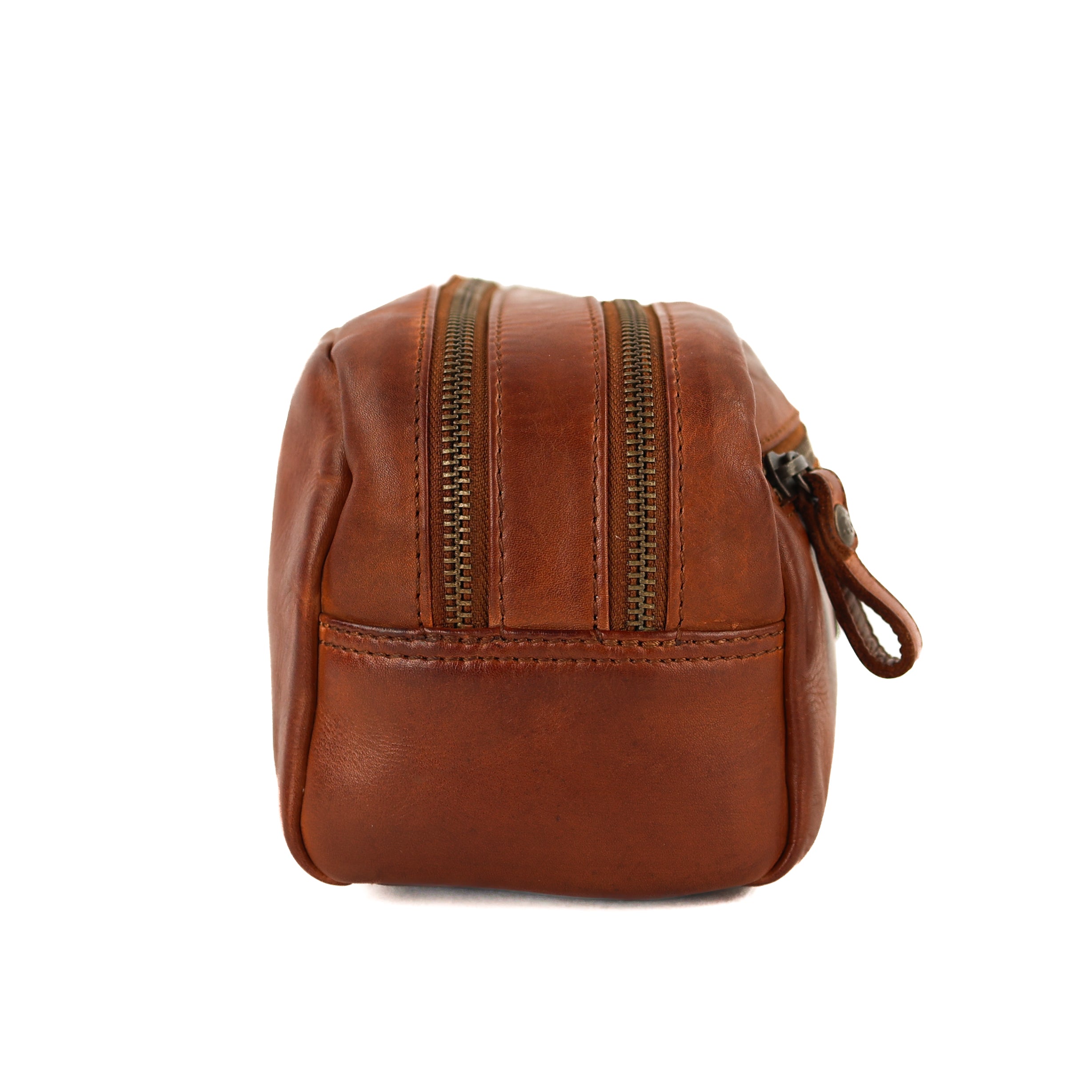 Toiletry bag with double compartment 'Bo' cognac