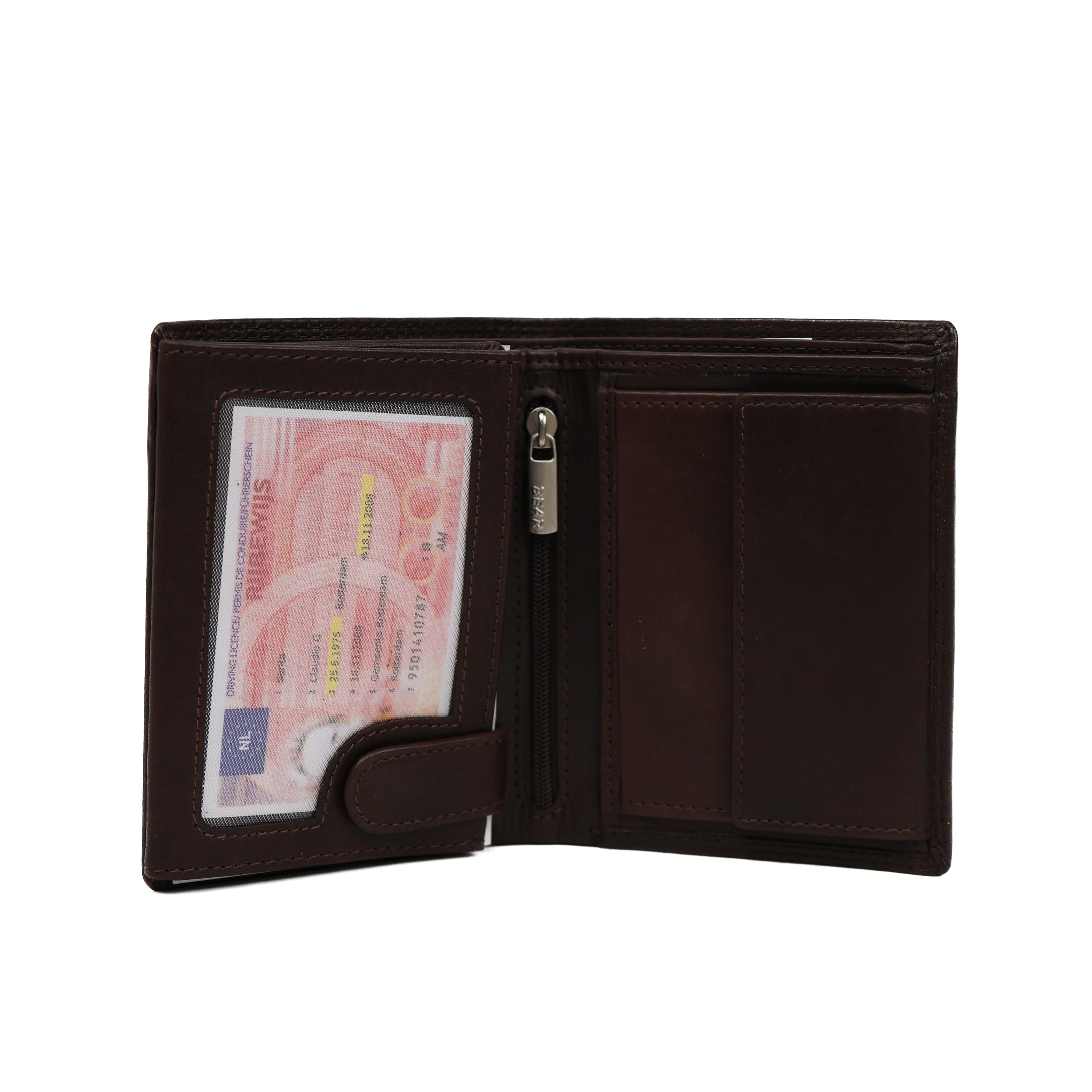 Hoge billfold 'Klaas' donkerbruin