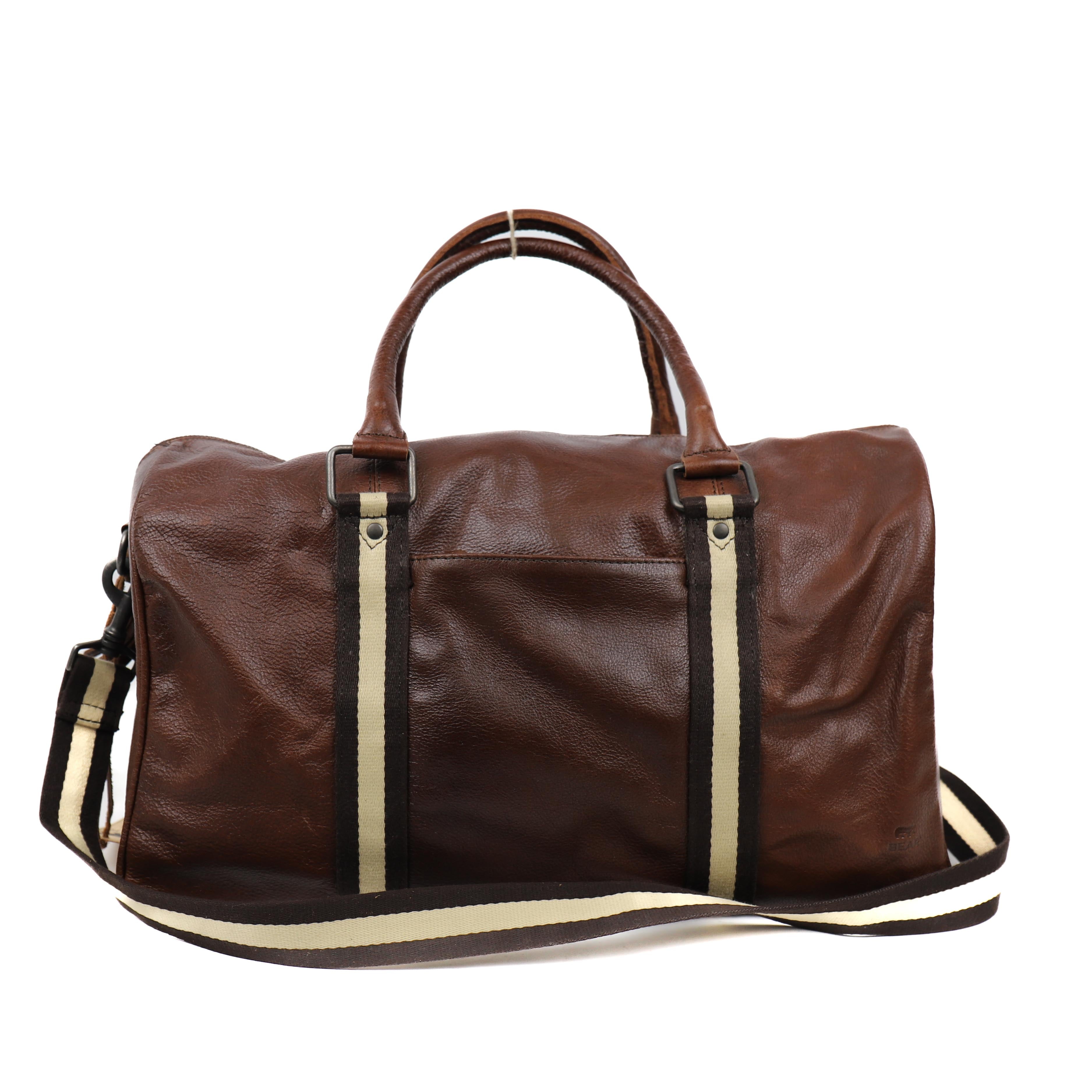 Weekend bag 'Jelmer' brown/stripe