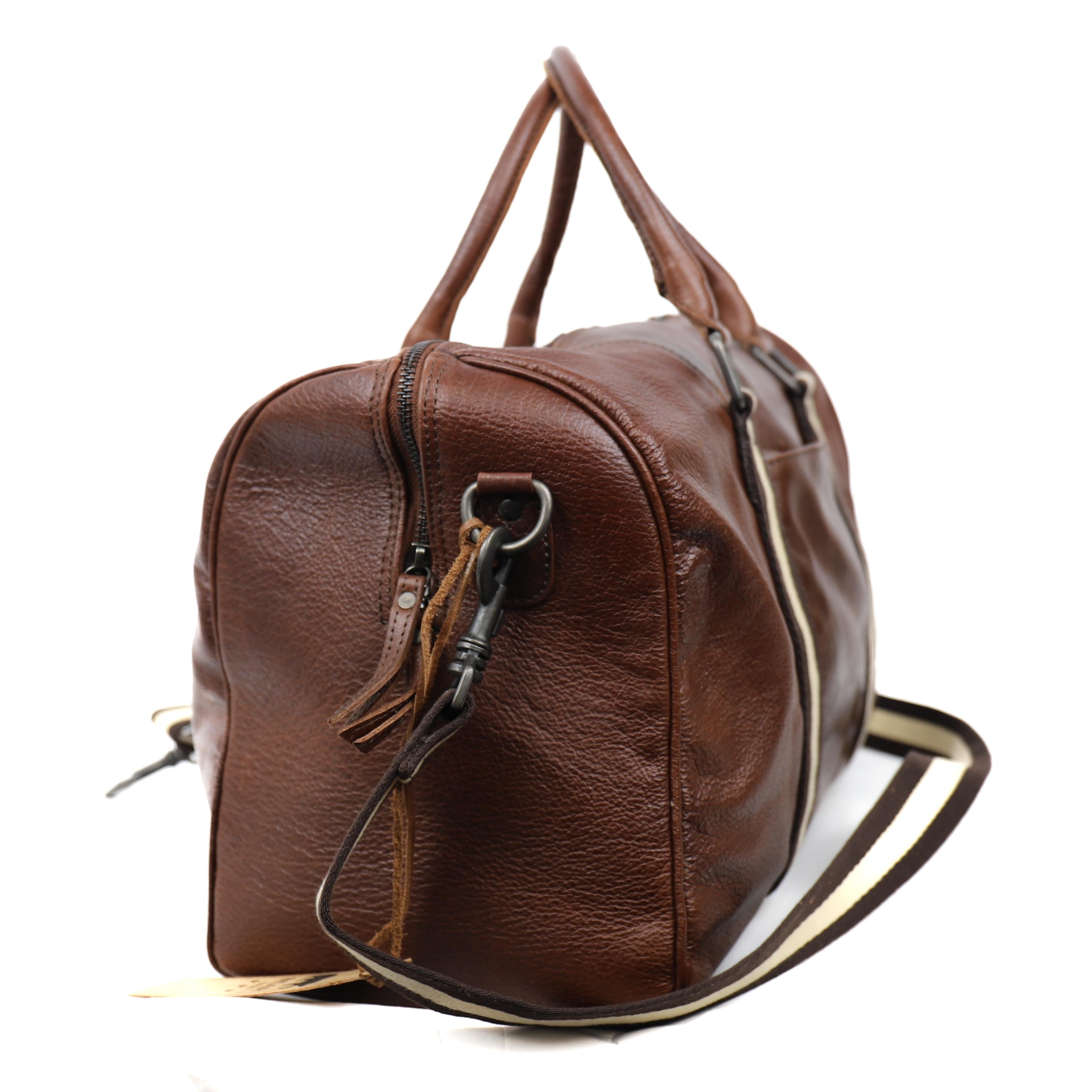 Weekend bag 'Jelmer' brown/stripe