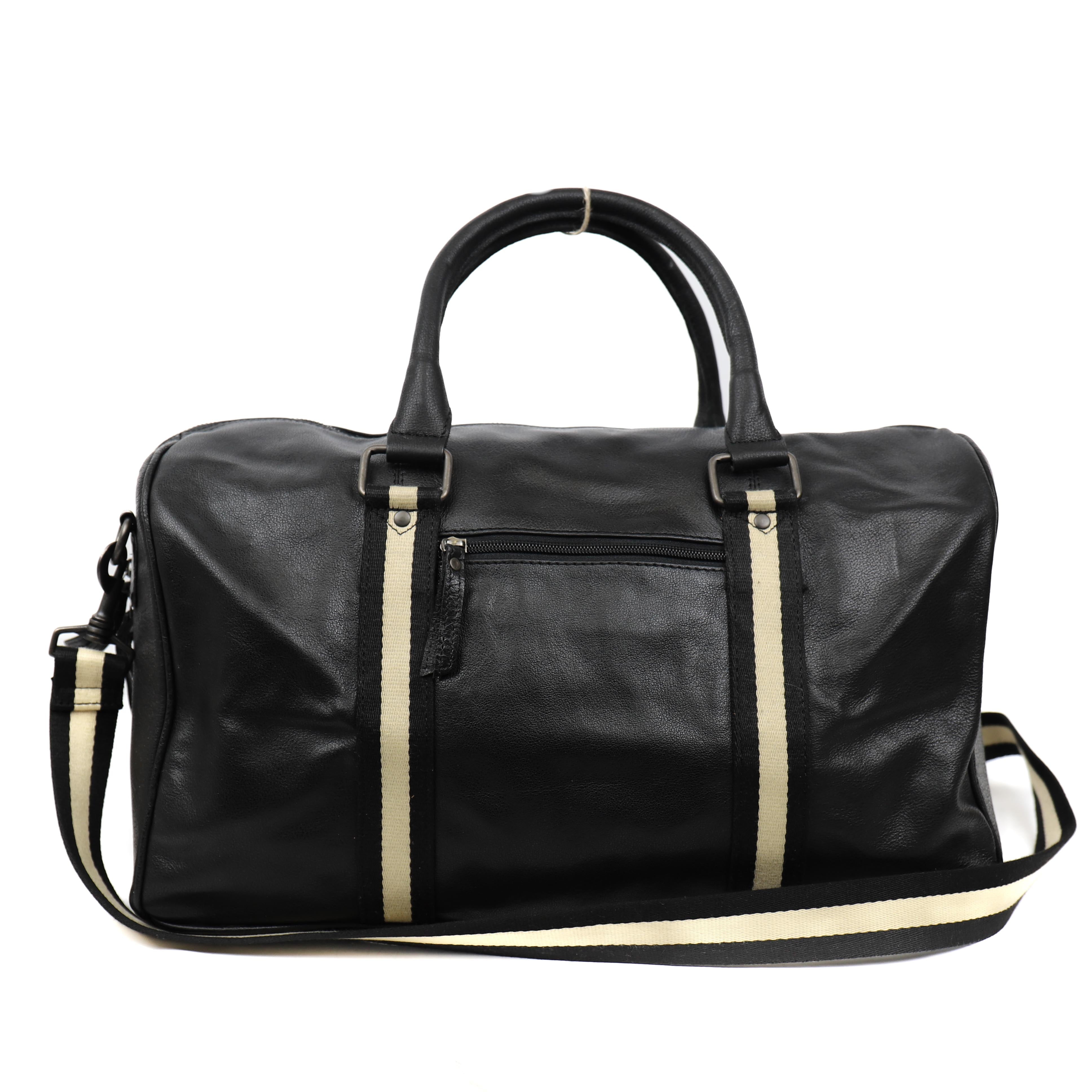 Weekend bag 'Jelmer' black/stripe