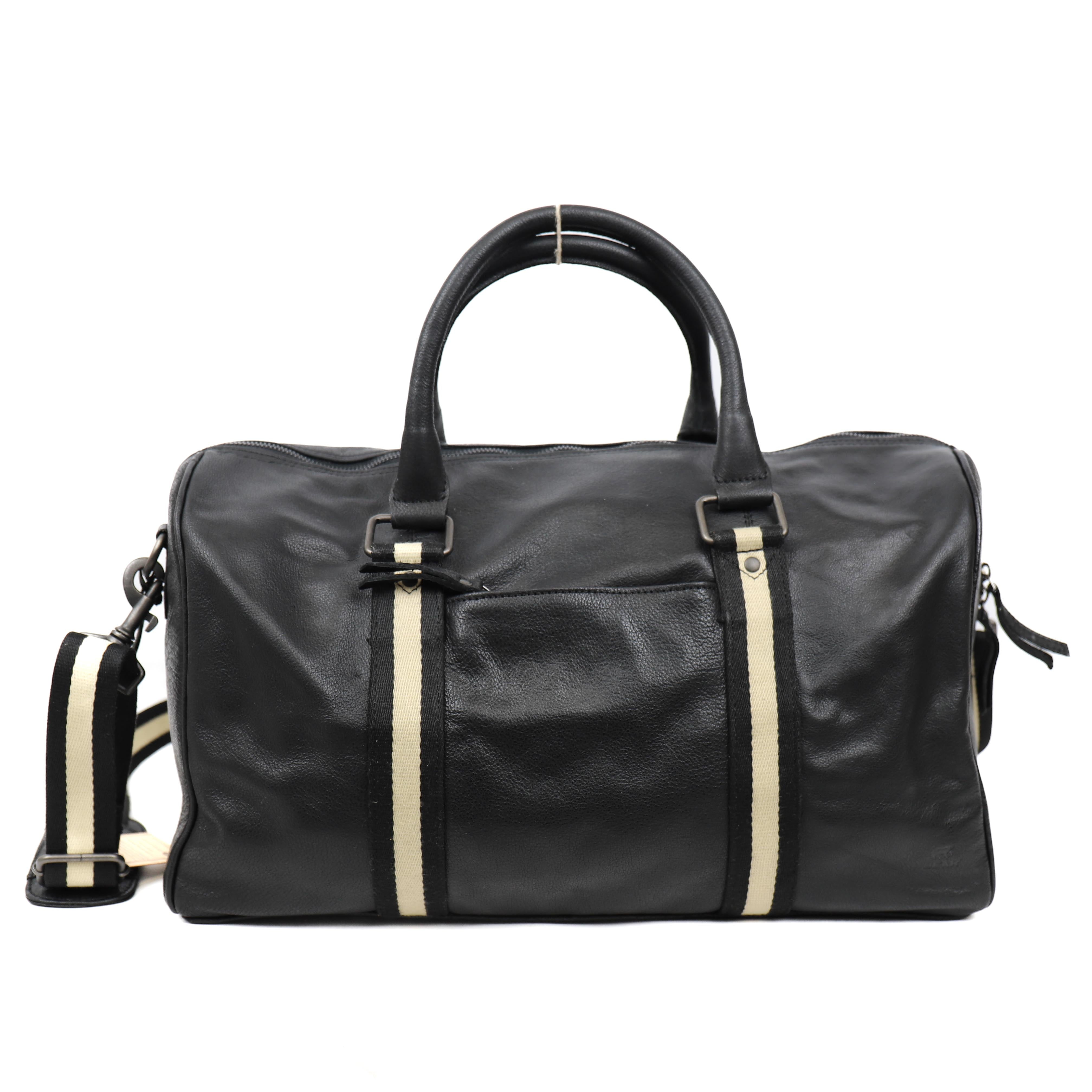 Weekend bag 'Jelmer' black/stripe