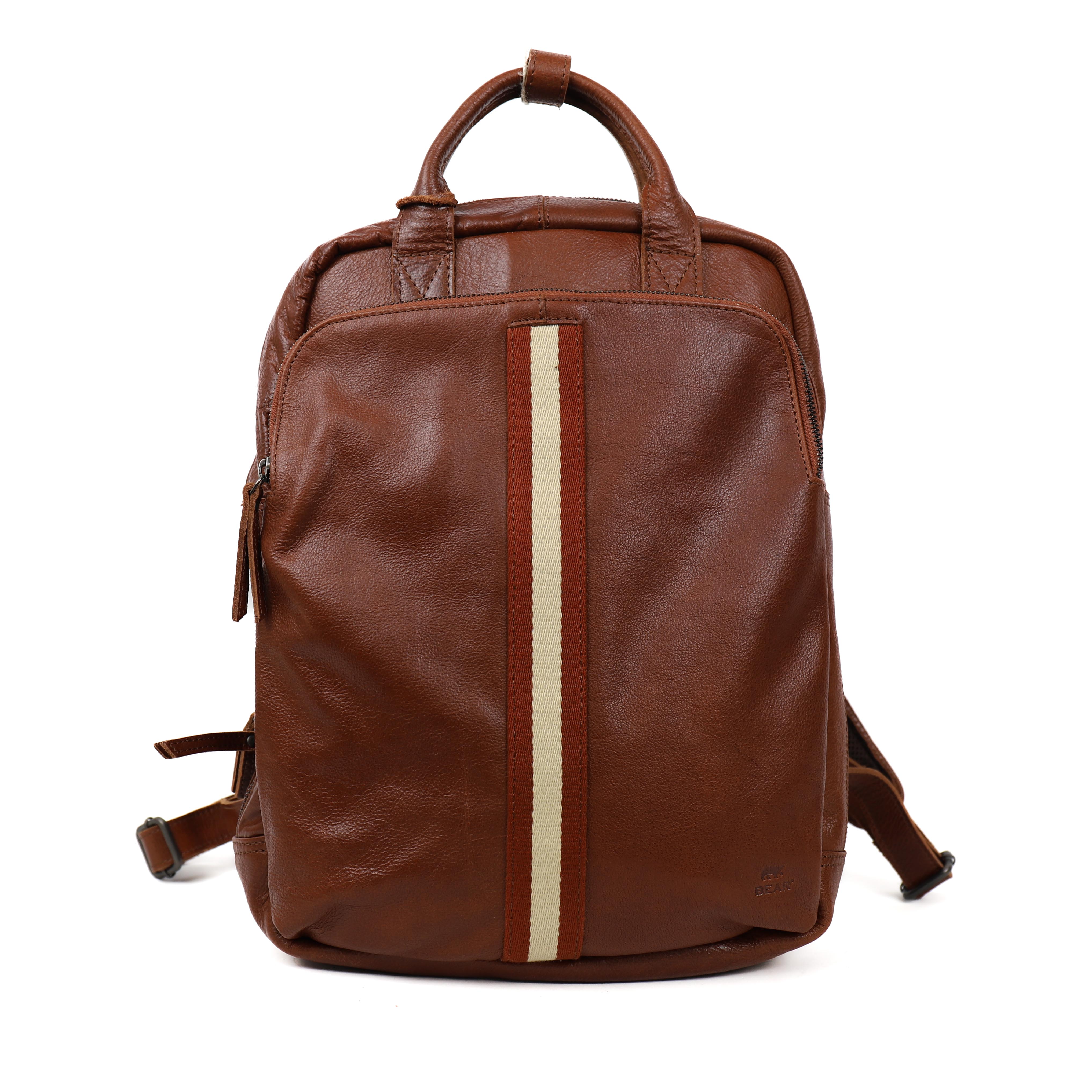 Backpack 'Anthony' cognac/stripe