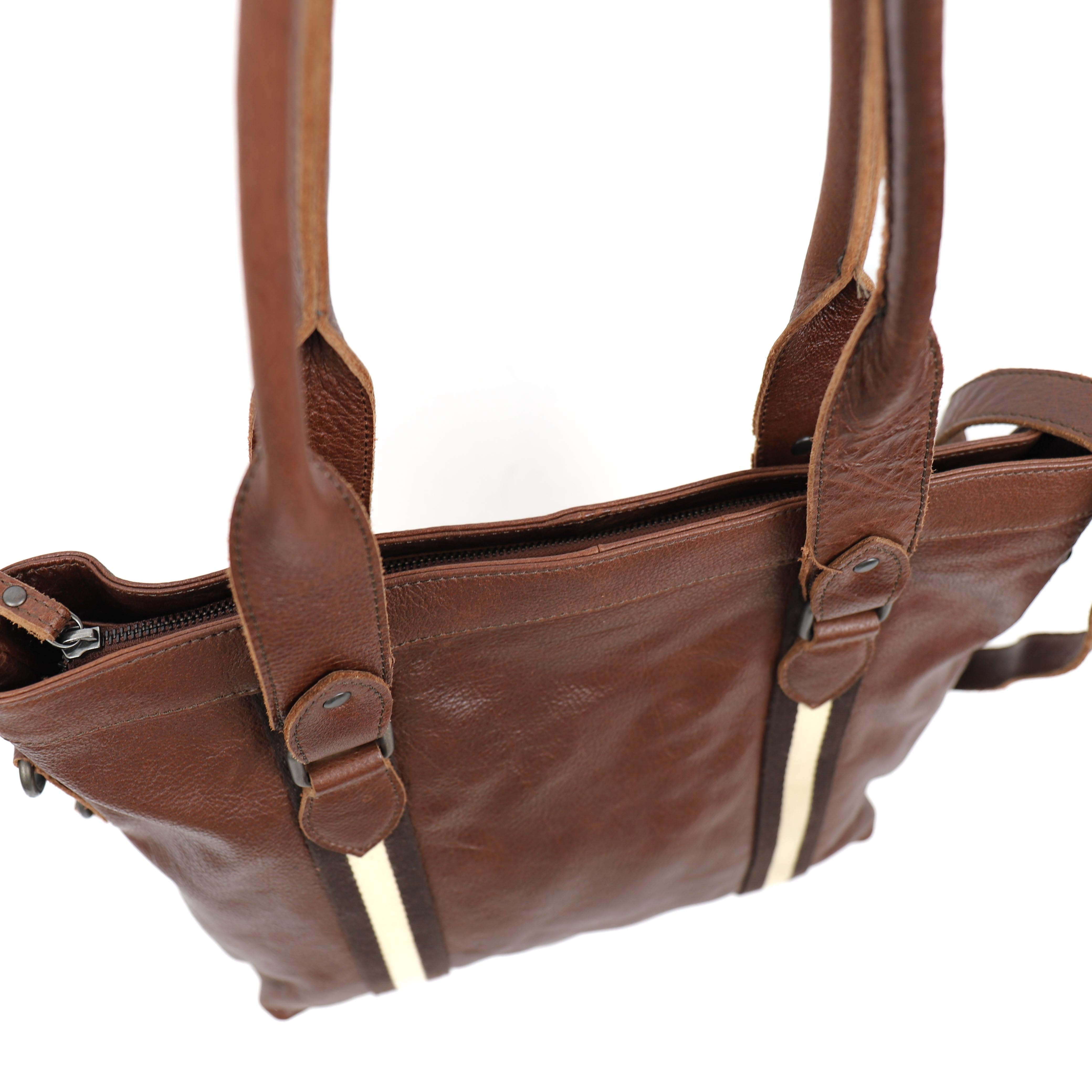 Hand/shoulder bag 'Tygo' brown/stripe