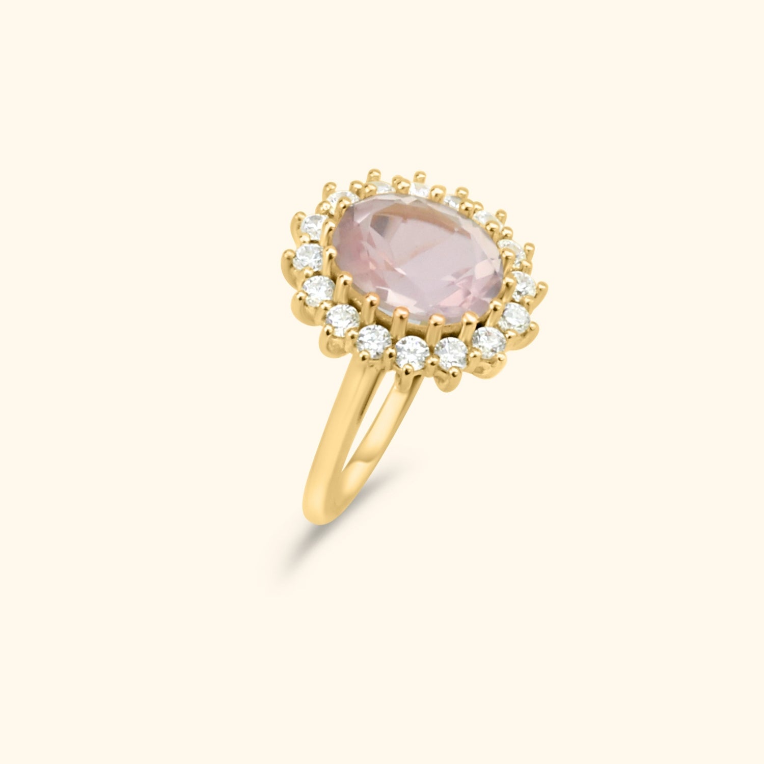 Lady Diana Rose Quartz Ring Large