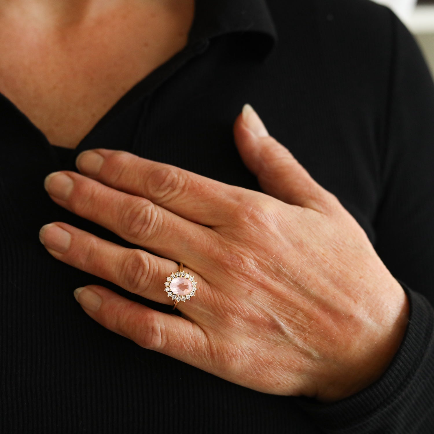 Lady Diana Rose Quartz Ring Large