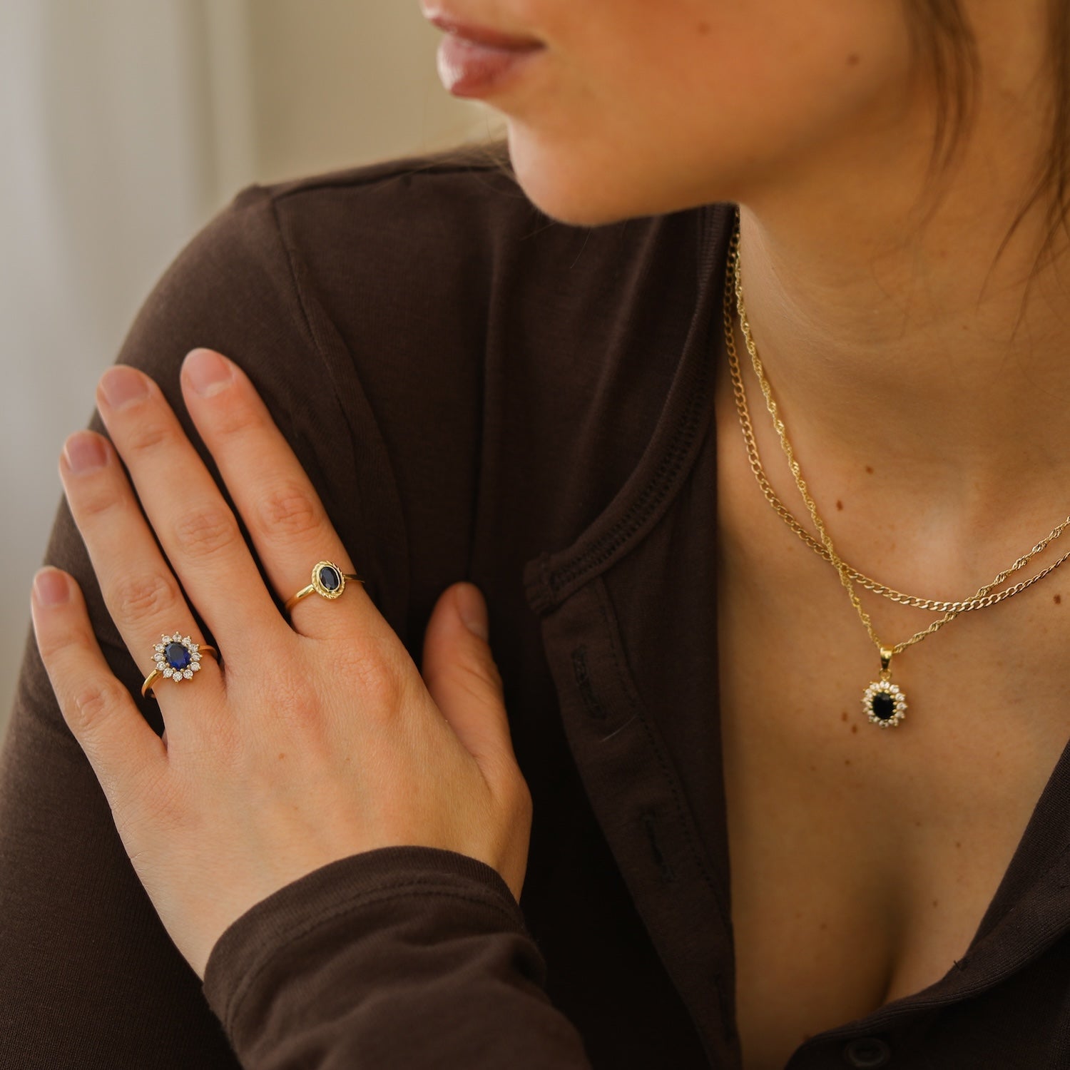 Lady Diana Ring Black Necklace