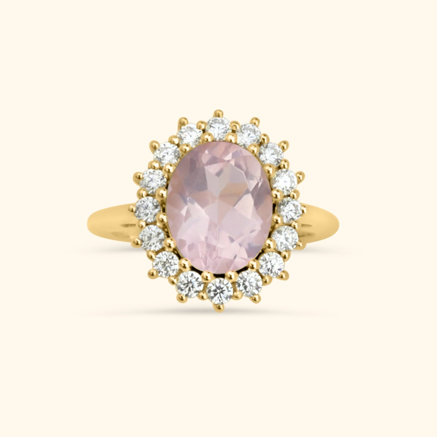 Lady Diana Rose Quartz Ring Large