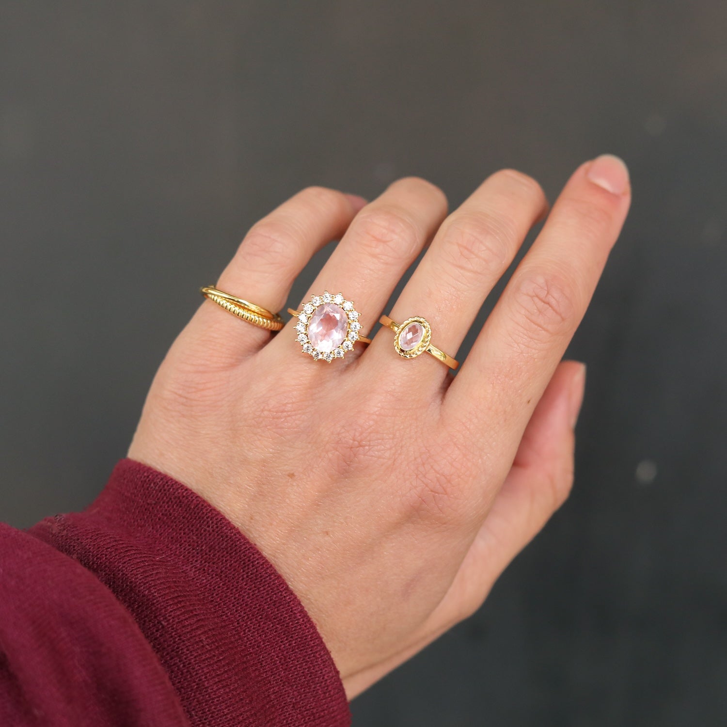 Lady Diana Rose Quartz Ring Large