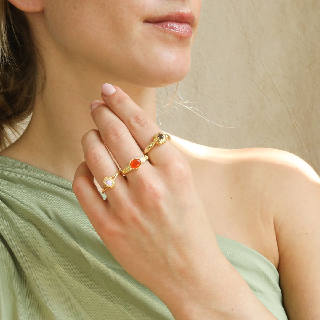 Moonstone flower ring